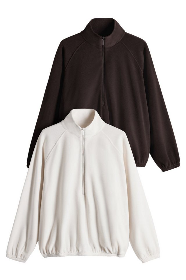 The Set Fleecejacke The Set Microfleece-Pullover mit RV, 2er-Pack (2-St)