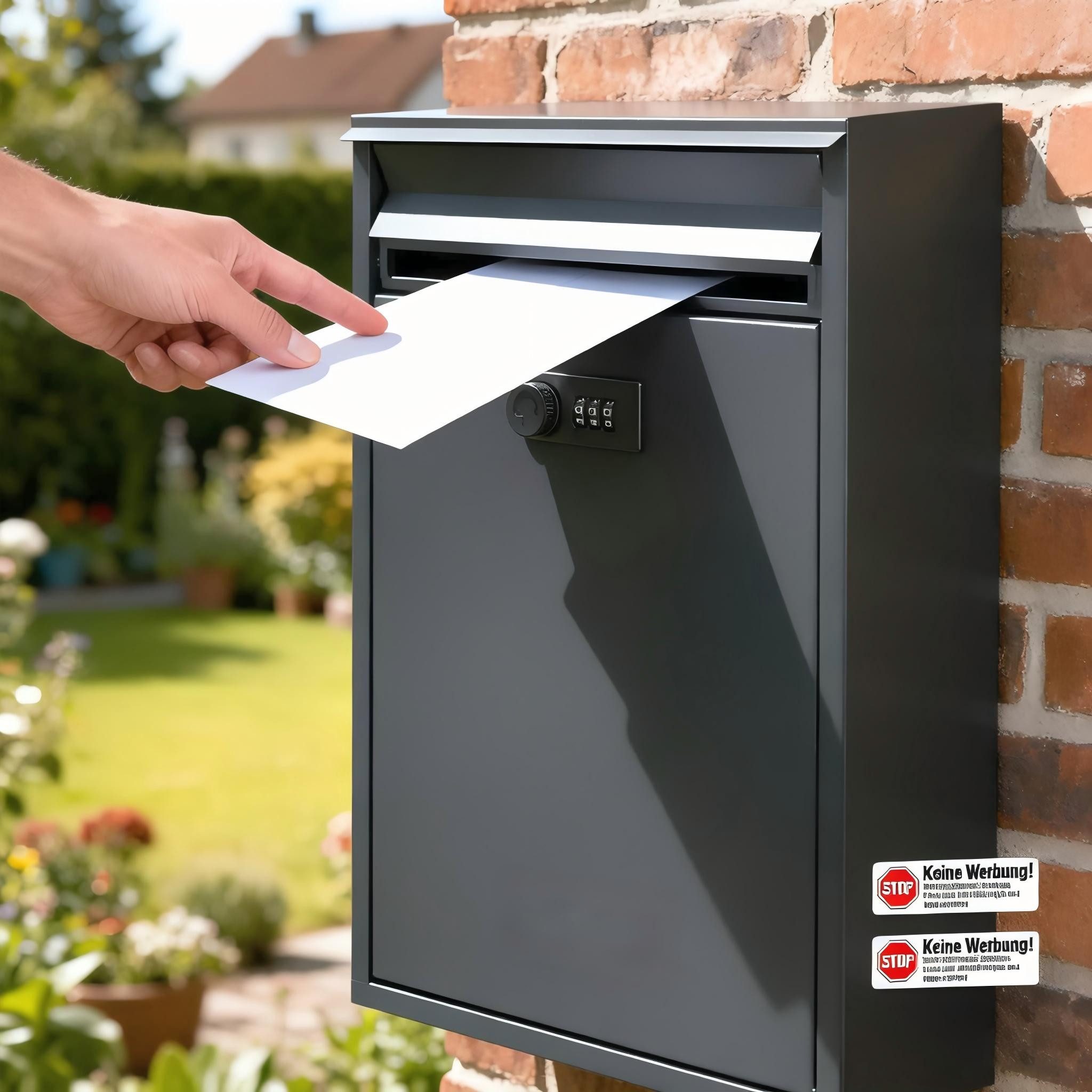 Zedelmaier Wandbriefkasten Briefkasten XXL Wandbriefkasten groß Briefkasten C4, Wandbriefkasten mit Zahlenschloss Mailbox, passend für C4 Umschläge
