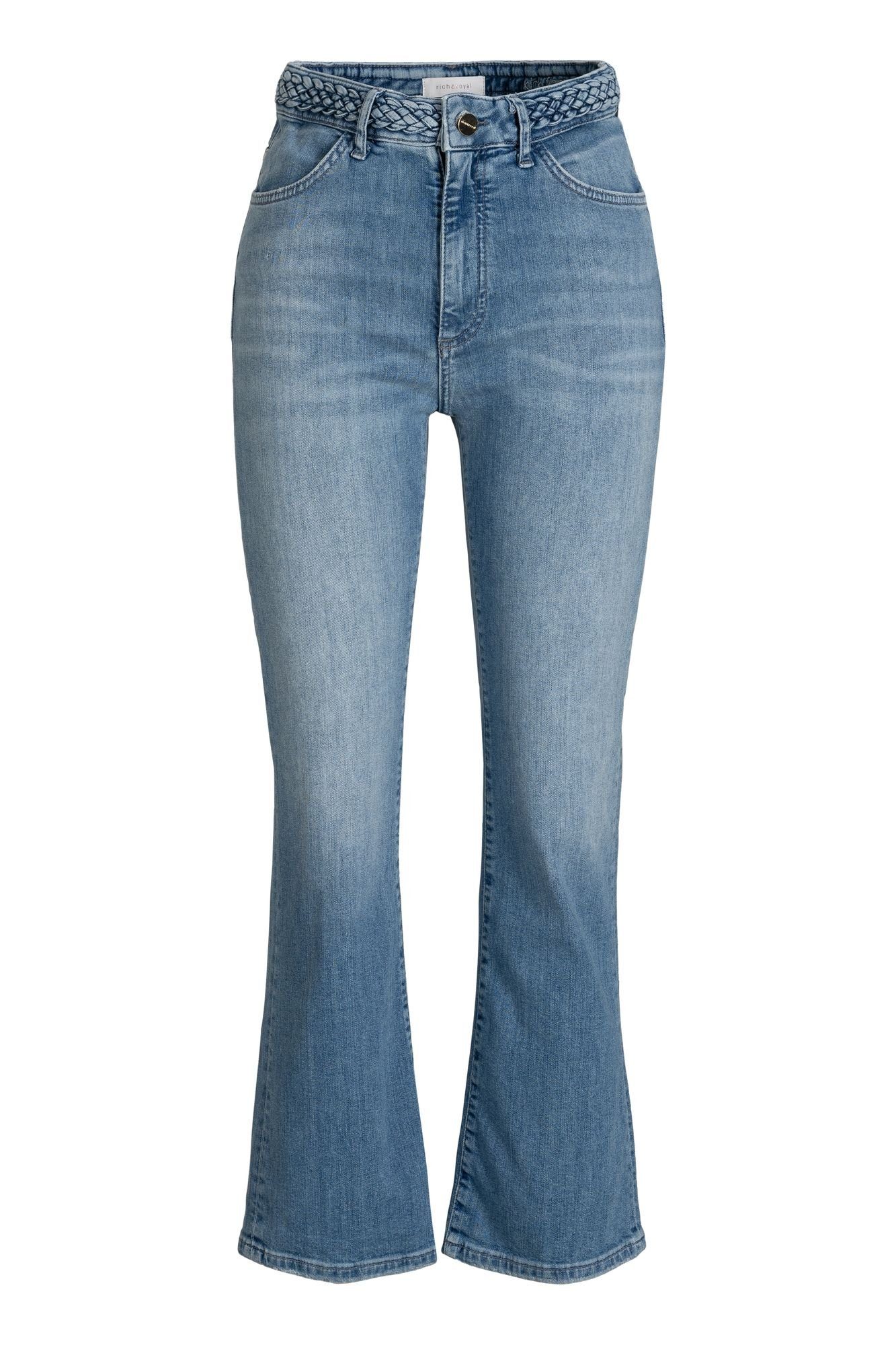 Rich & Royal Weite Jeans Kick Flare Plissierter blauer Denim Gots