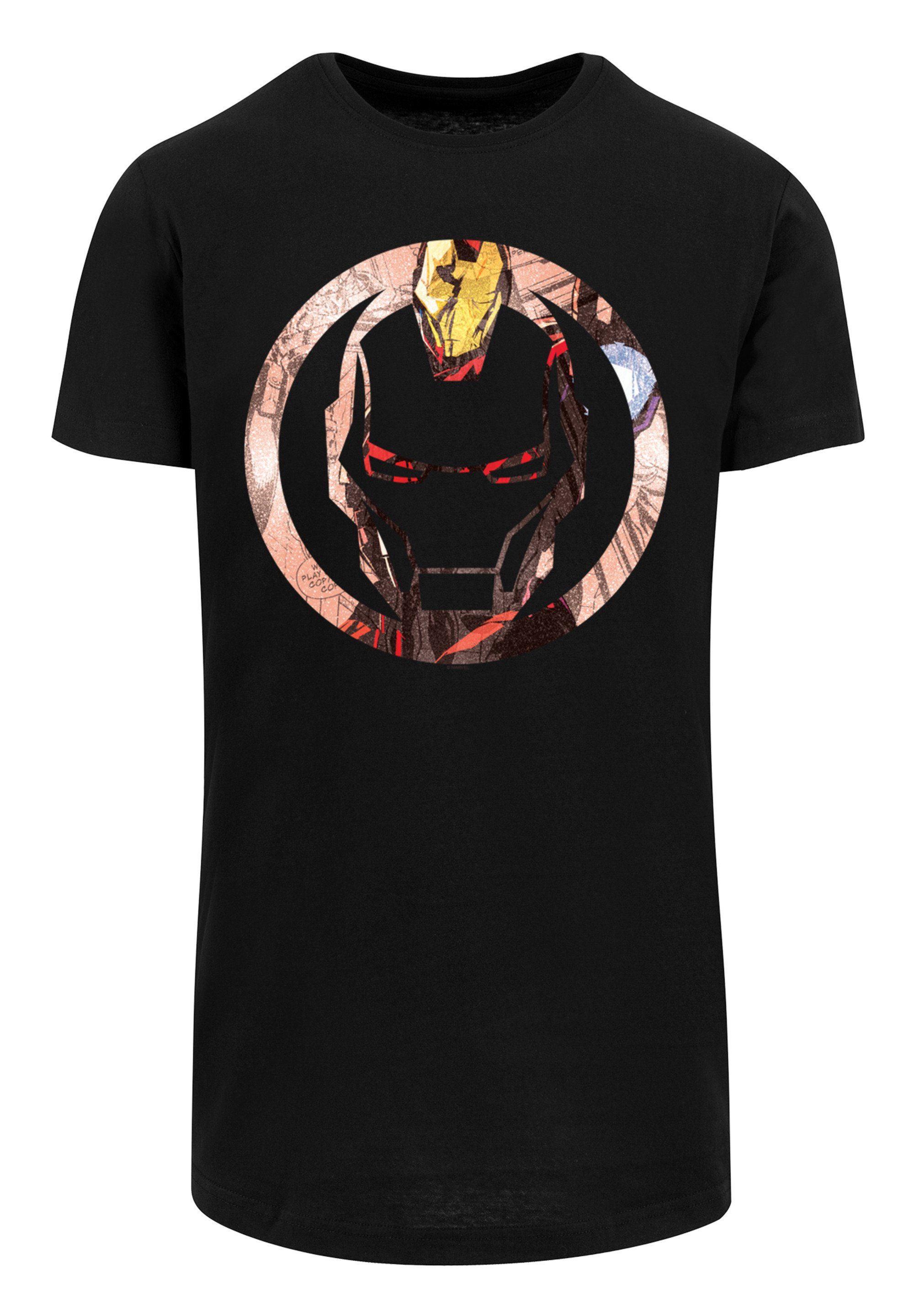Marvel Symbol Tee with -BLK Kurzarmshirt Man Montage F4NT4STIC Herren Shaped Long (1-tlg) Iron
