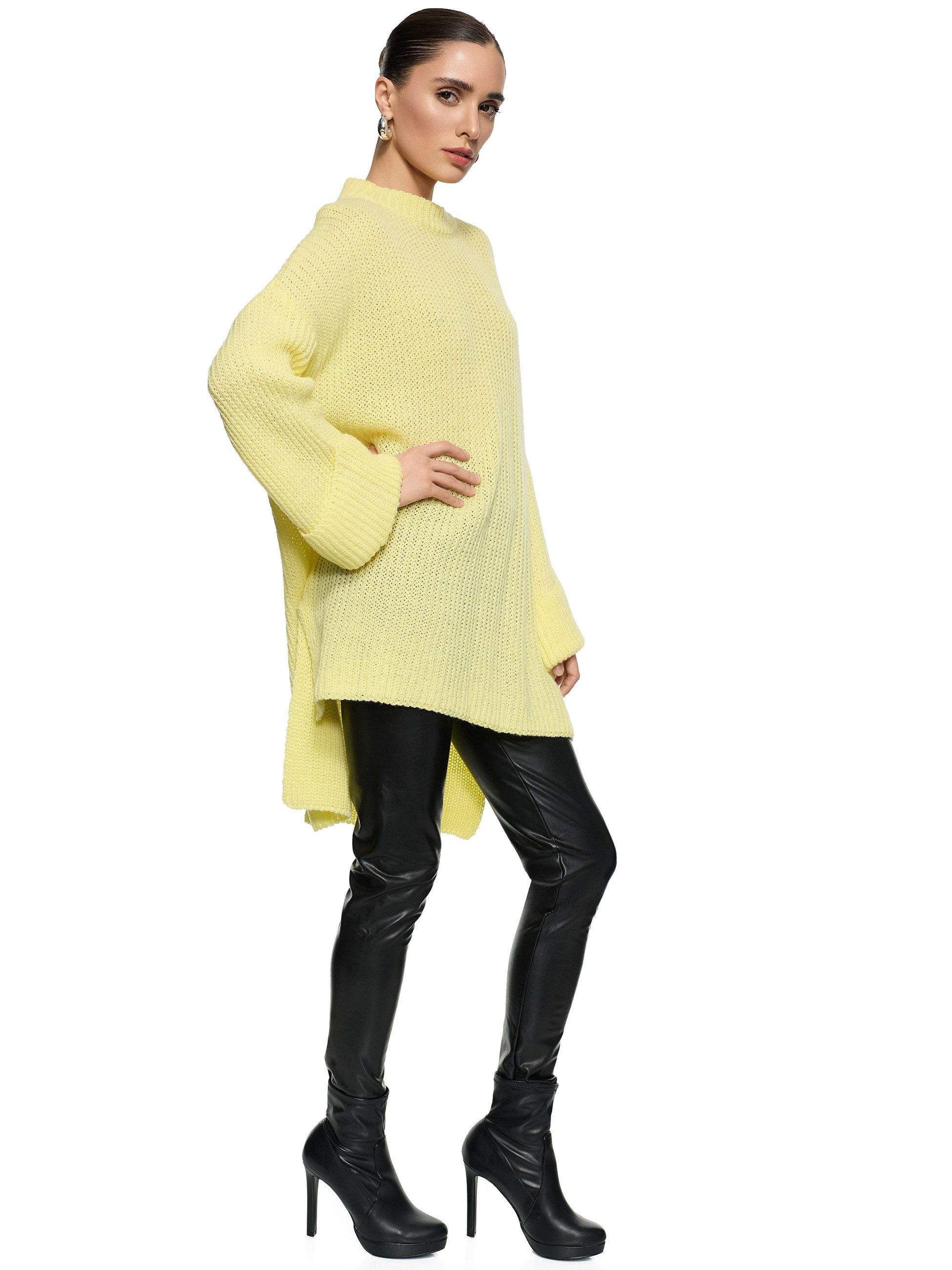 Worldclassca Longpullover WORLDCLASSCA Damen Oversize Strickpulllover Lang Pulli Oberteil Neue Kollektion - Stilvolle und gemütliche Strickmode für Damen