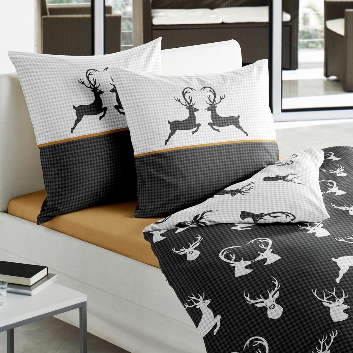 TRAUMSCHLAF Bettwäsche Hirsche, Biber, 2 teilig, Winterbettwäsche in warmer günstig online kaufen