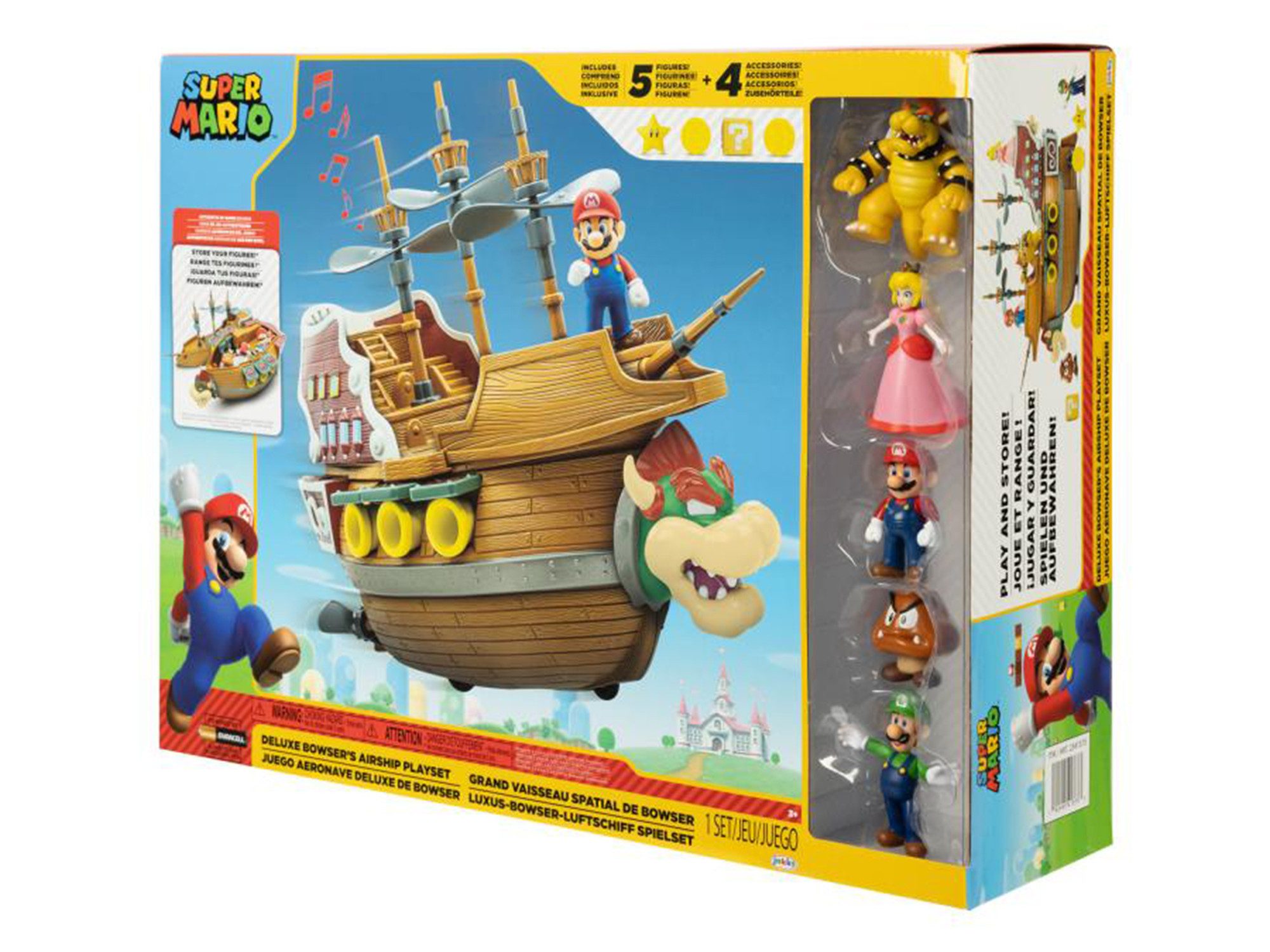 Nintendo Spielzeug-Schiff Nintendo Super Mario Deluxe Spielset - Bowser´Schiff - inkl. 5 Figuren, (6-tlg)