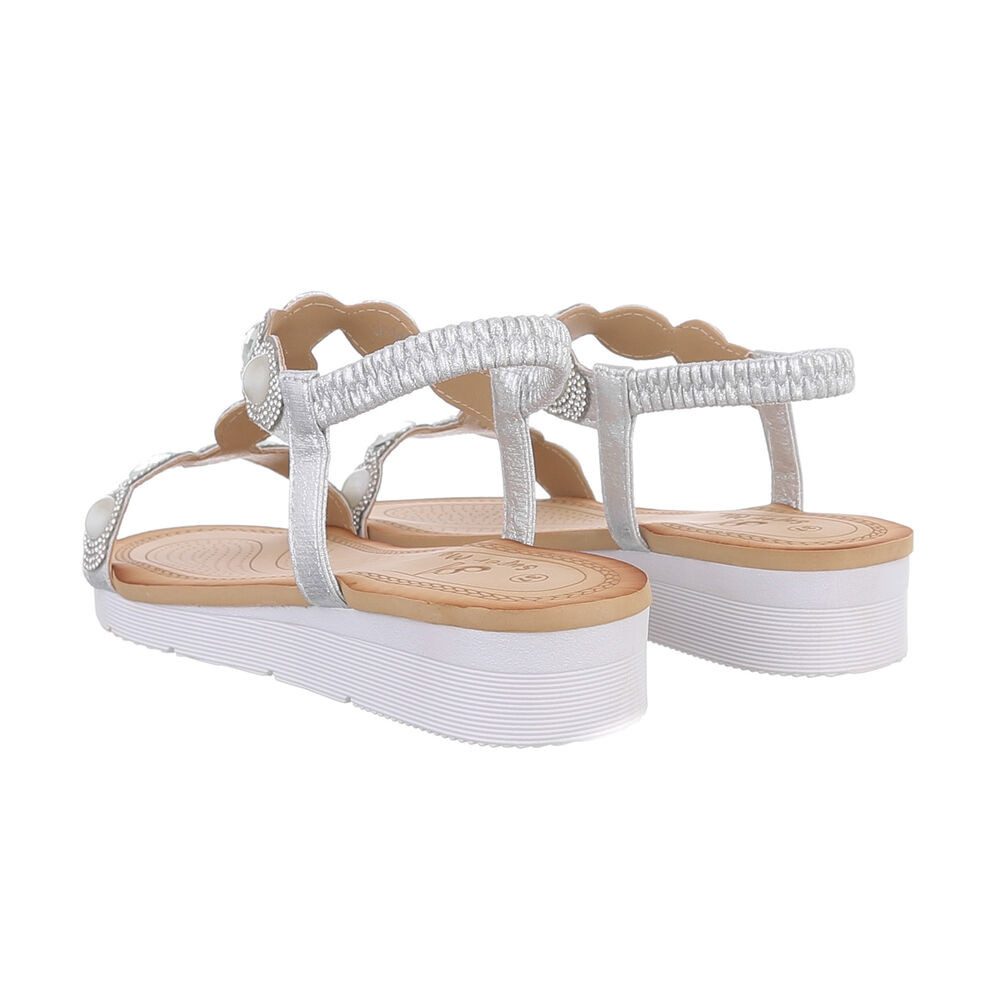 Ital-Design Damen Freizeit Riemchensandalette (86016842) Keilabsatz/Wedge Keilsandaletten in Silber