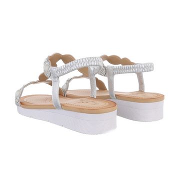 Ital-Design Damen Freizeit Riemchensandalette (86016840) Keilabsatz/Wedge Keilsandaletten in Silber