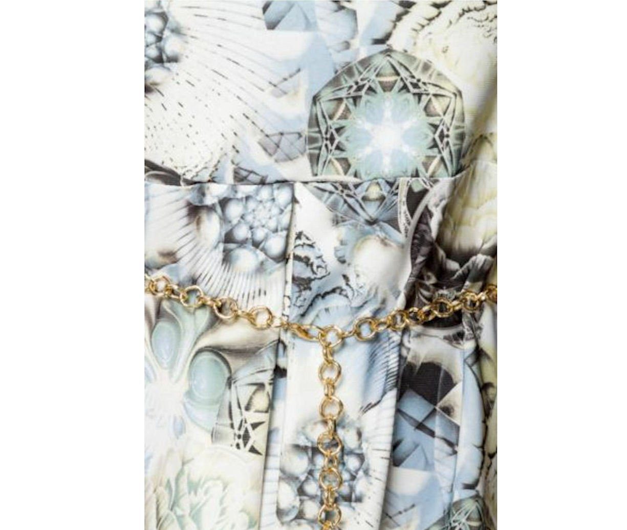 Sommerkleid mit Sommerkleid Gürtelkette luftiges Minikleid weiß/blau/gemustert