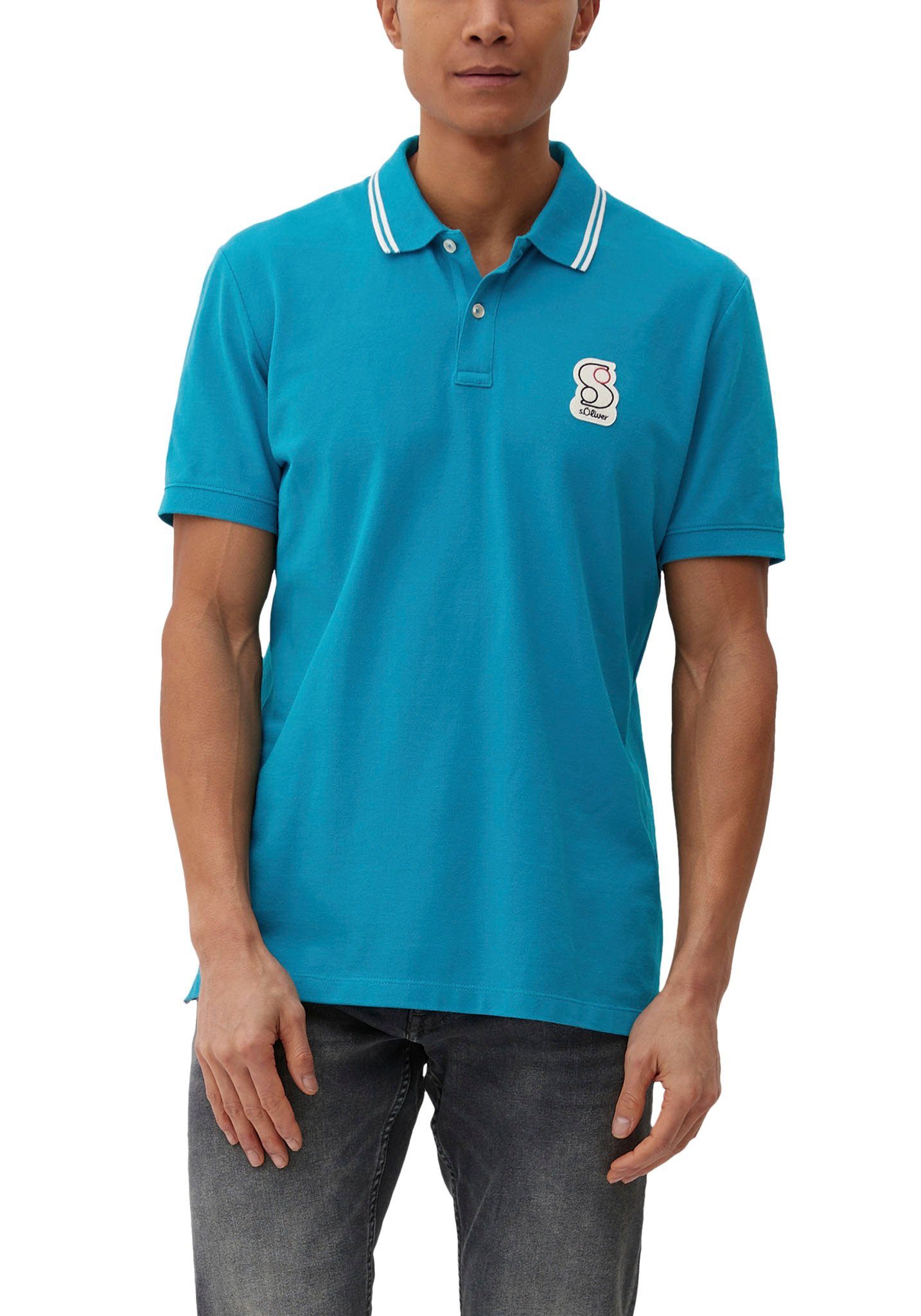 s.Oliver Poloshirt mit Labelpatch blue green