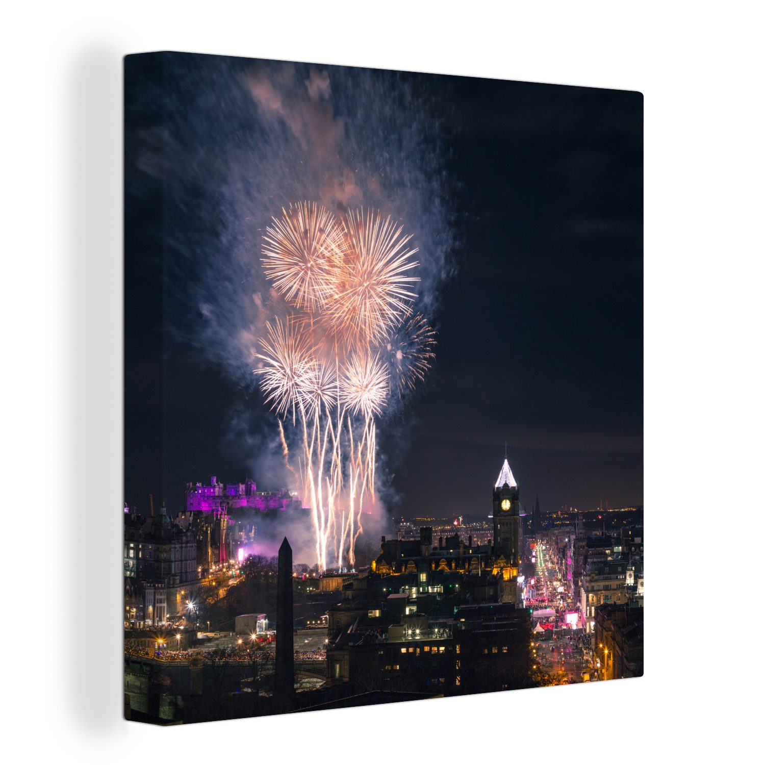 OneMillionCanvasses® Leinwandbild Feuerwerk - Licht - Edinburgh, (1 St), Leinwand Bilder für Wohnzimmer Schlafzimmer