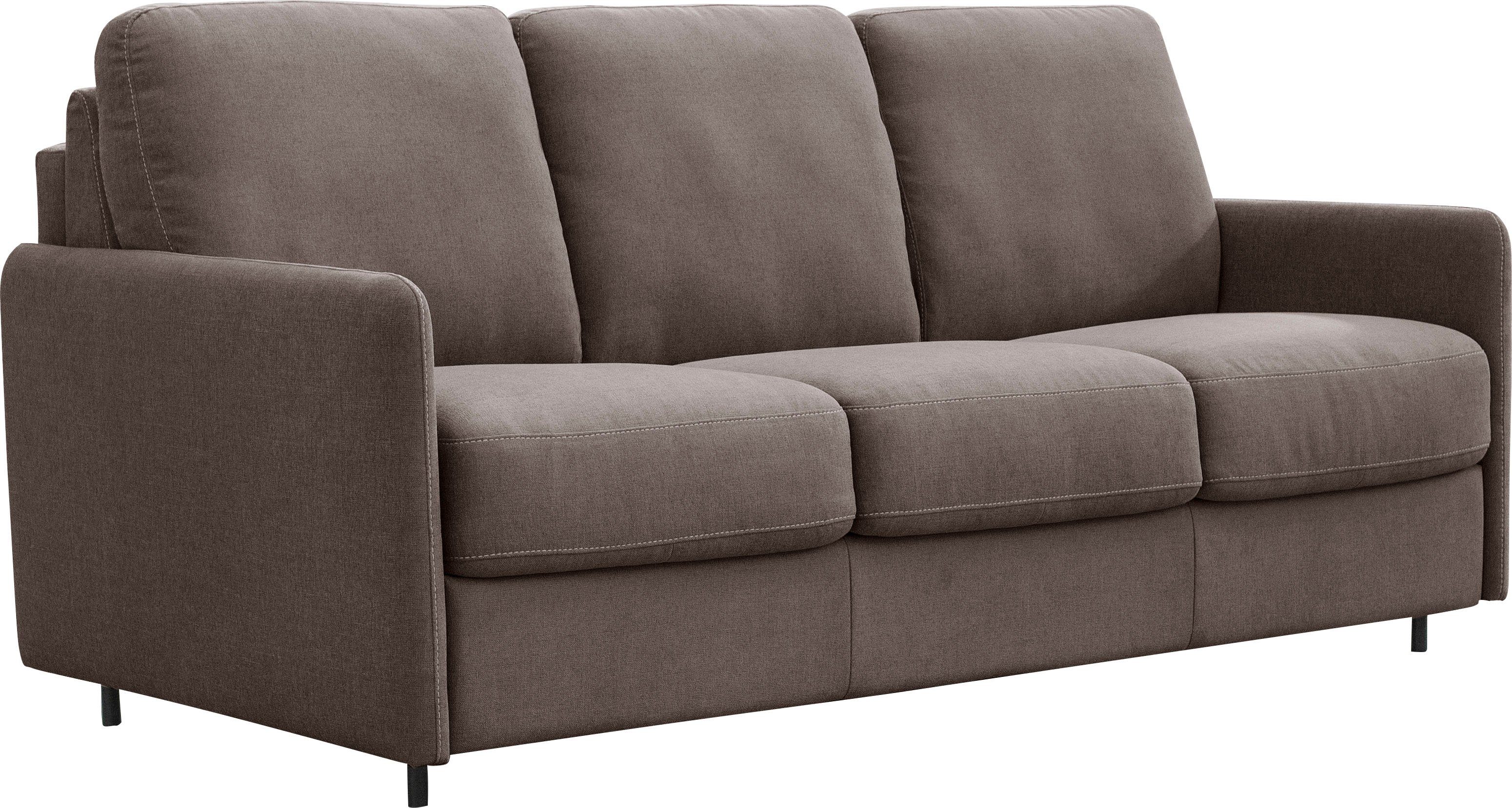 Schlafsofa inkl. Matratzen Metallklappgestell, und braun 150/208 Italia Nias cm Liegefläche Livorno,