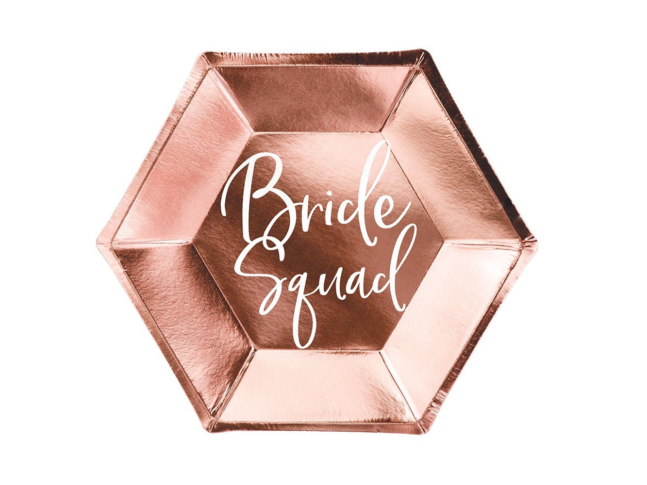 partydeco Pappteller, Pappteller Bride Squad 23cm roségold 6er Set