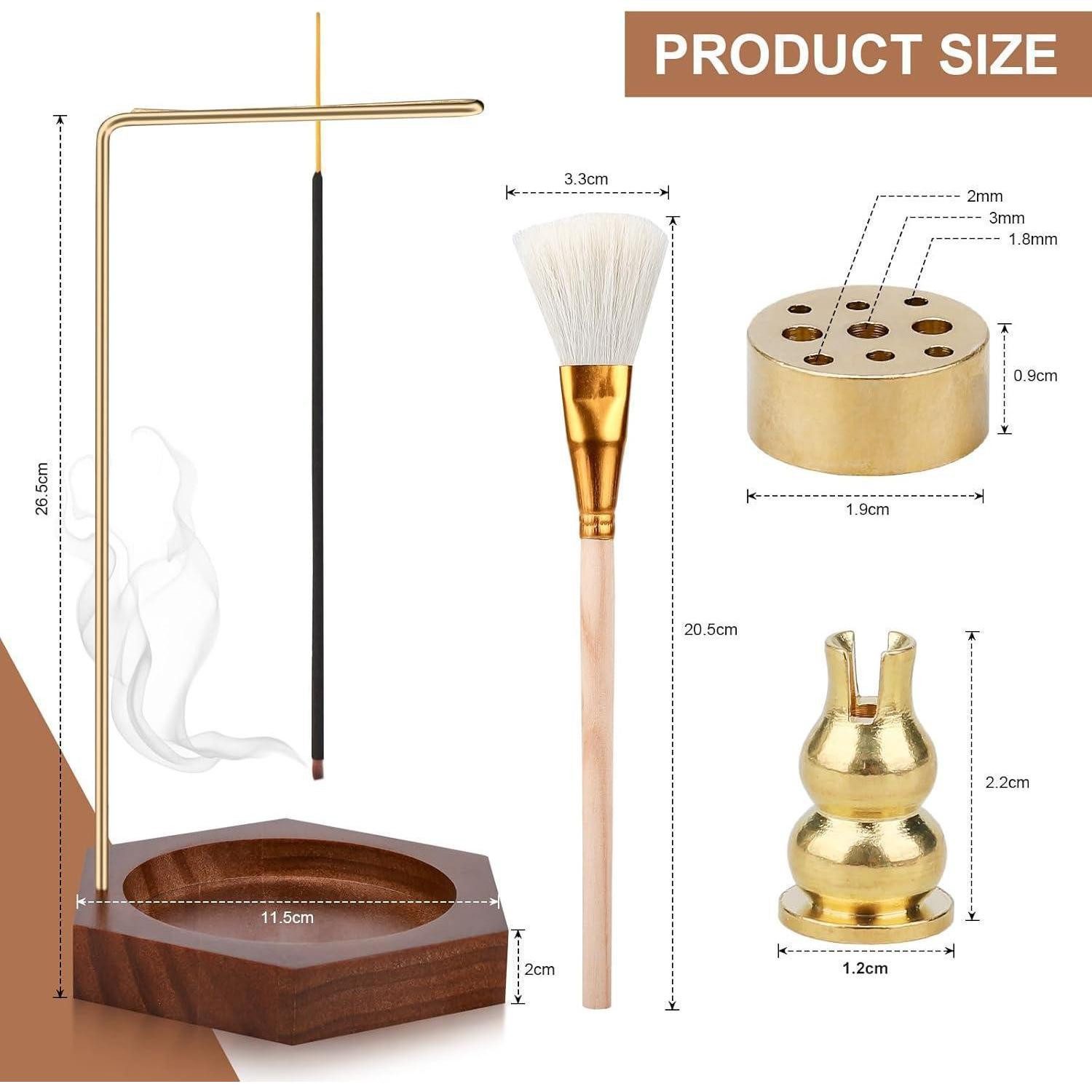 LuxusKollektion Räucherstäbchen-Halter Räucherstäbchenhalter Holz Kegel Spule 9 Loch Yoga Hexagone Braun