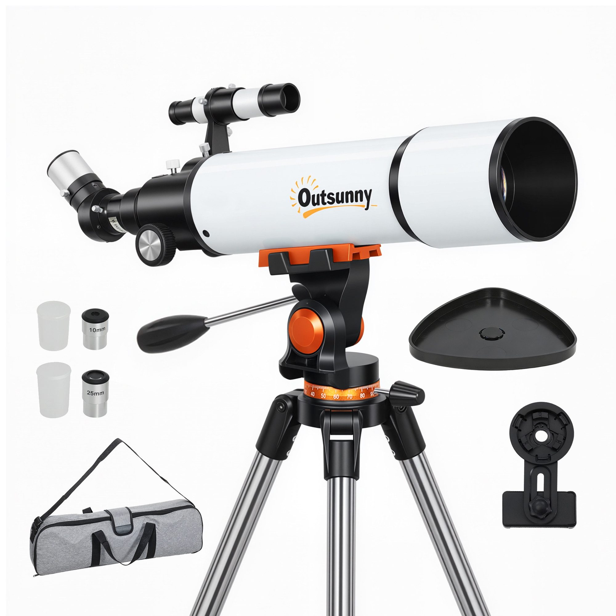 kowdom Teleskop 80mm Teleskop AZ-Montierung, 2 Okulare & Handy-Adapter für Astronomie, Adapter, Stativ, Tasche, AZ-Montierung, 2 Okulare