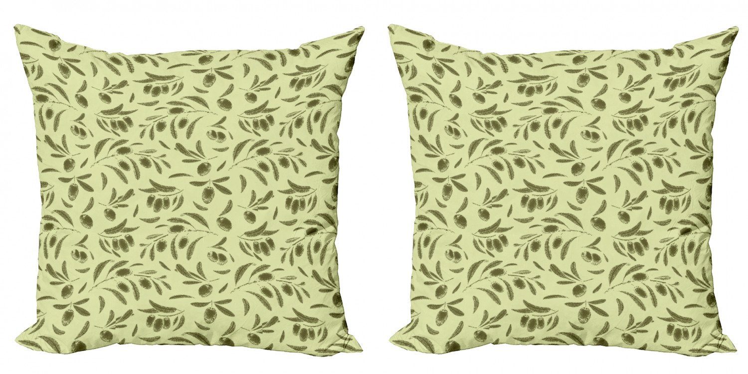 Kissenbezüge Modern Accent Doppelseitiger Digitaldruck, Abakuhaus (2 Stück), Botanisch Gravierte Stil Olive Leaf