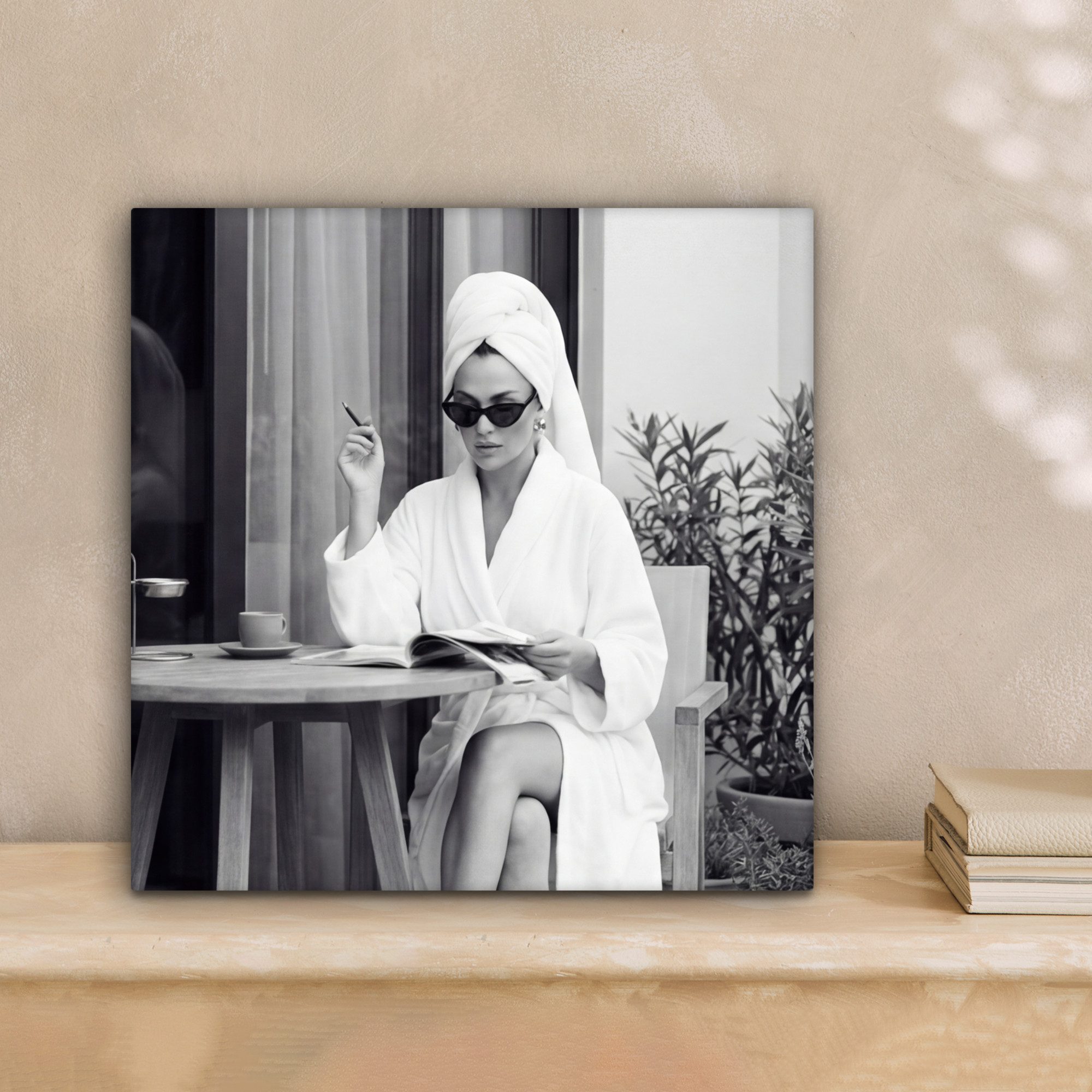 OneMillionCanvasses® Leinwandbild Modern - Frau - Schwarz - Weiß, Fotodruck (1 St), Wandbild, Deko Schlafzimmer Wohnzimmer Flur 20x20 cm