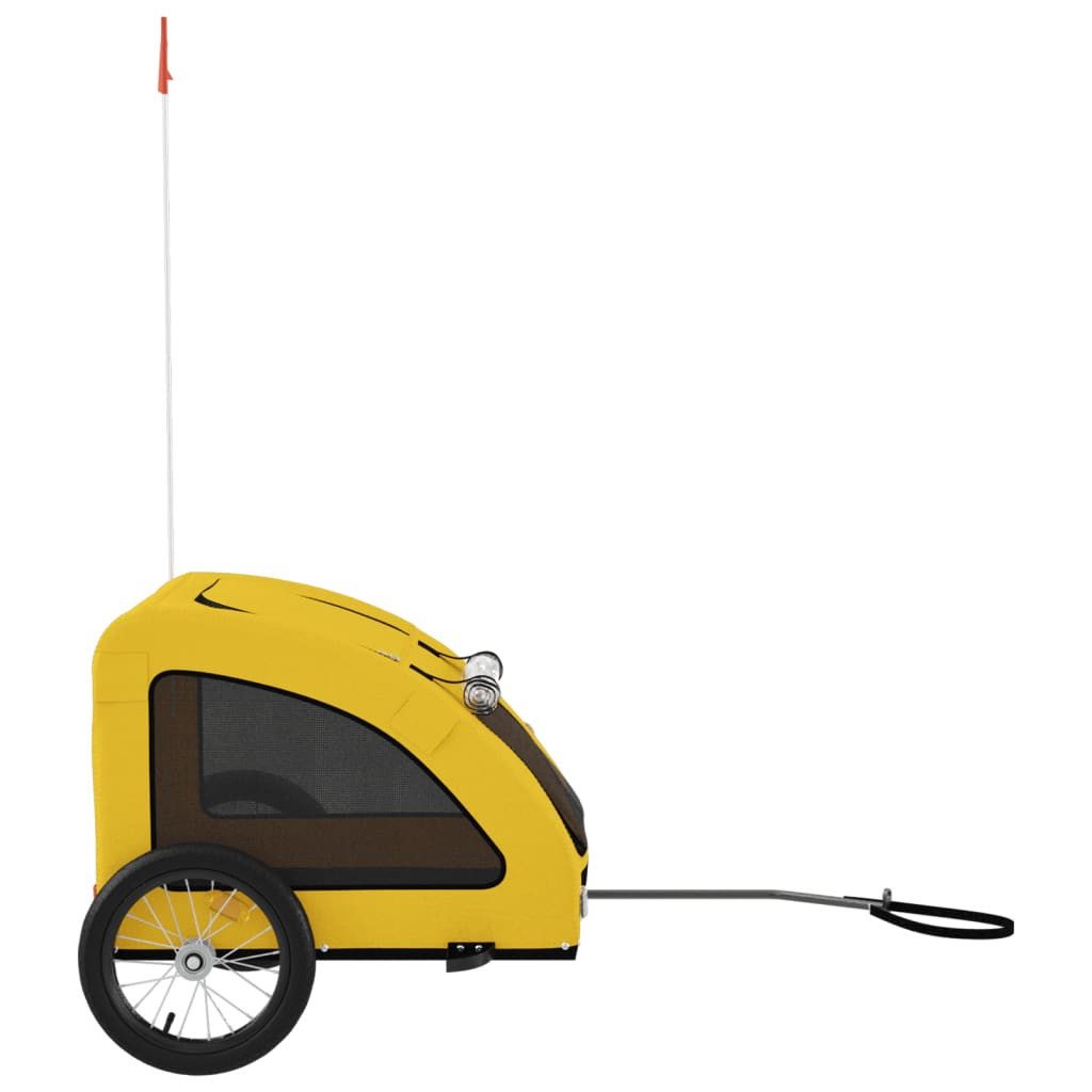 vidaXL bicycle dog trailer, 45 kg capacity, bicycle trailer transport boxes, yellow, Oxford fabric and iron