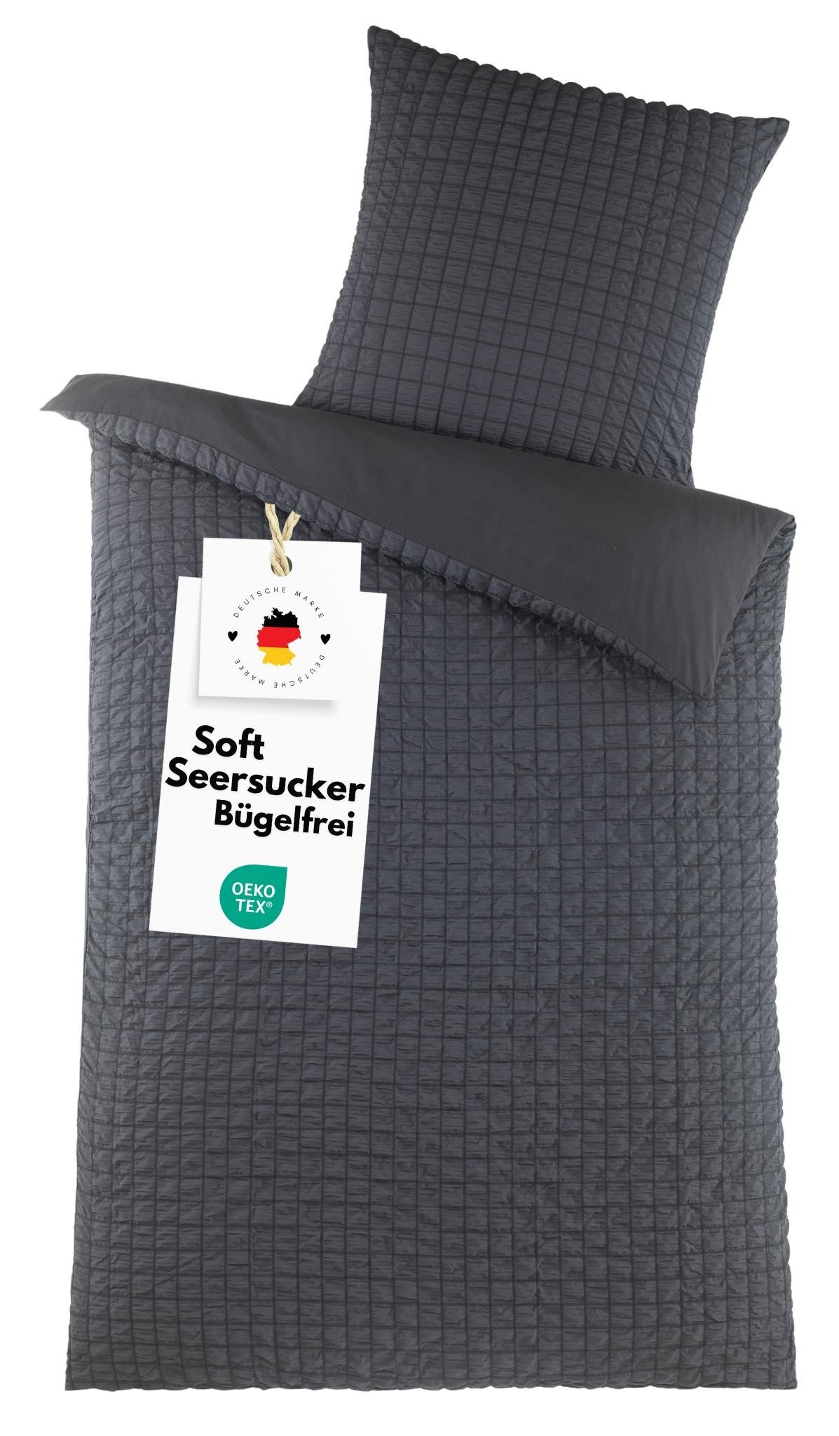 Carpe Sonno Bettwäsche Seersucker 135x200 Mikrofaser Bügelfrei Reißverschlu günstig online kaufen