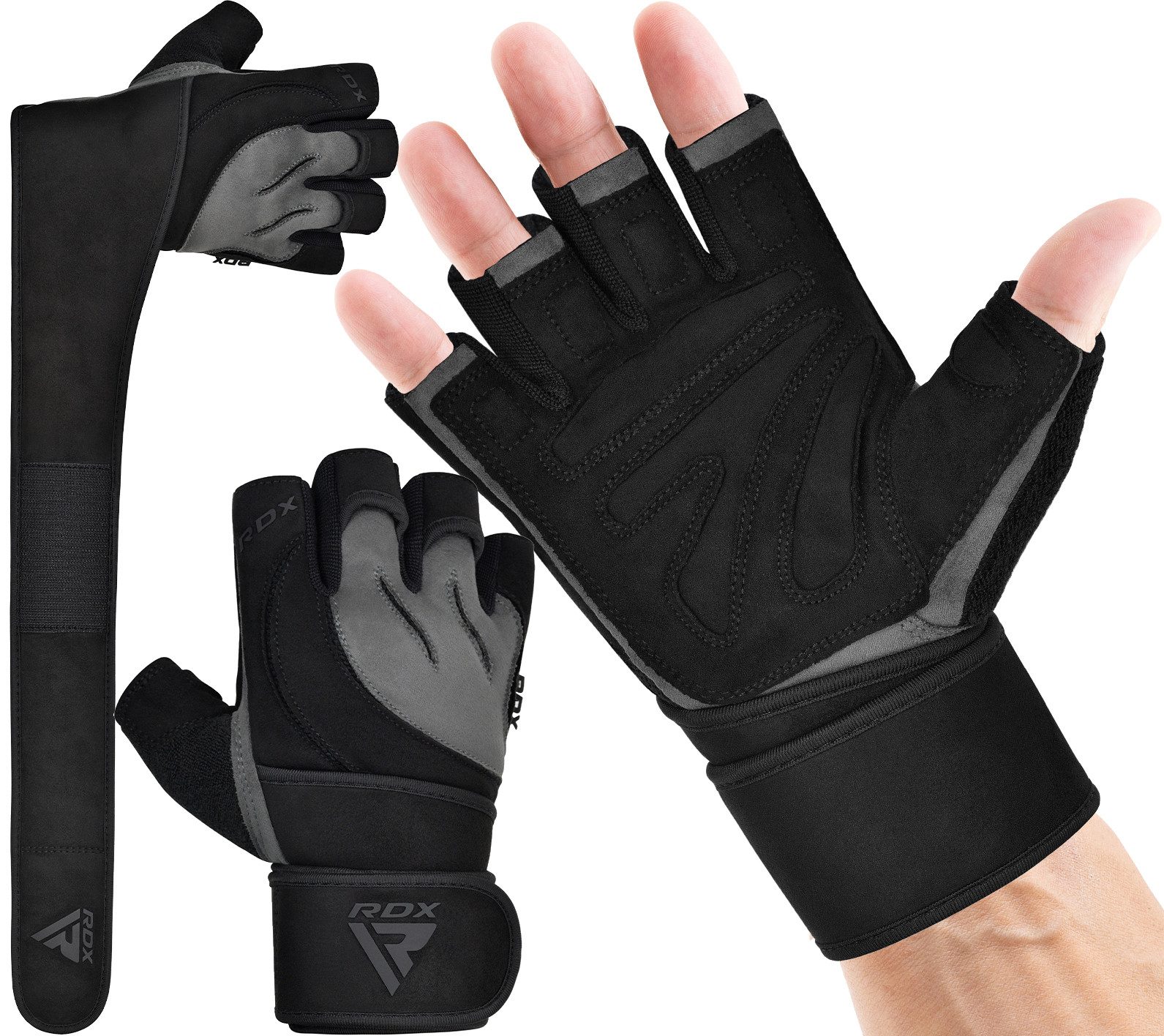RDX Trainingshandschuhe RDX Fitness Handschuhe Trainingshandschuhe Lang Handgelenkstütze Sport