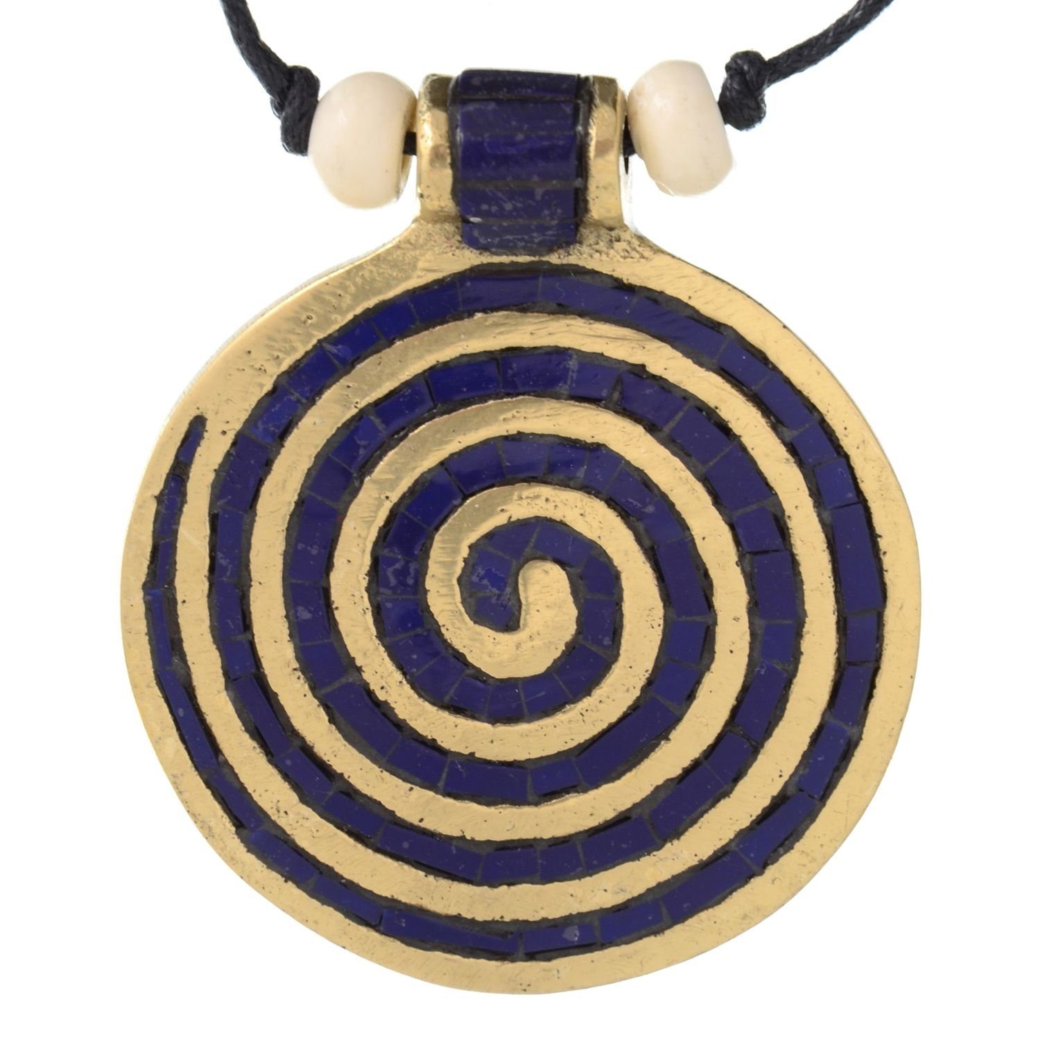 Buddhapur Kette mit Endlos-Spirale, mit Nepal aus Chakra-Kette Handarbeit Blau Anhänger