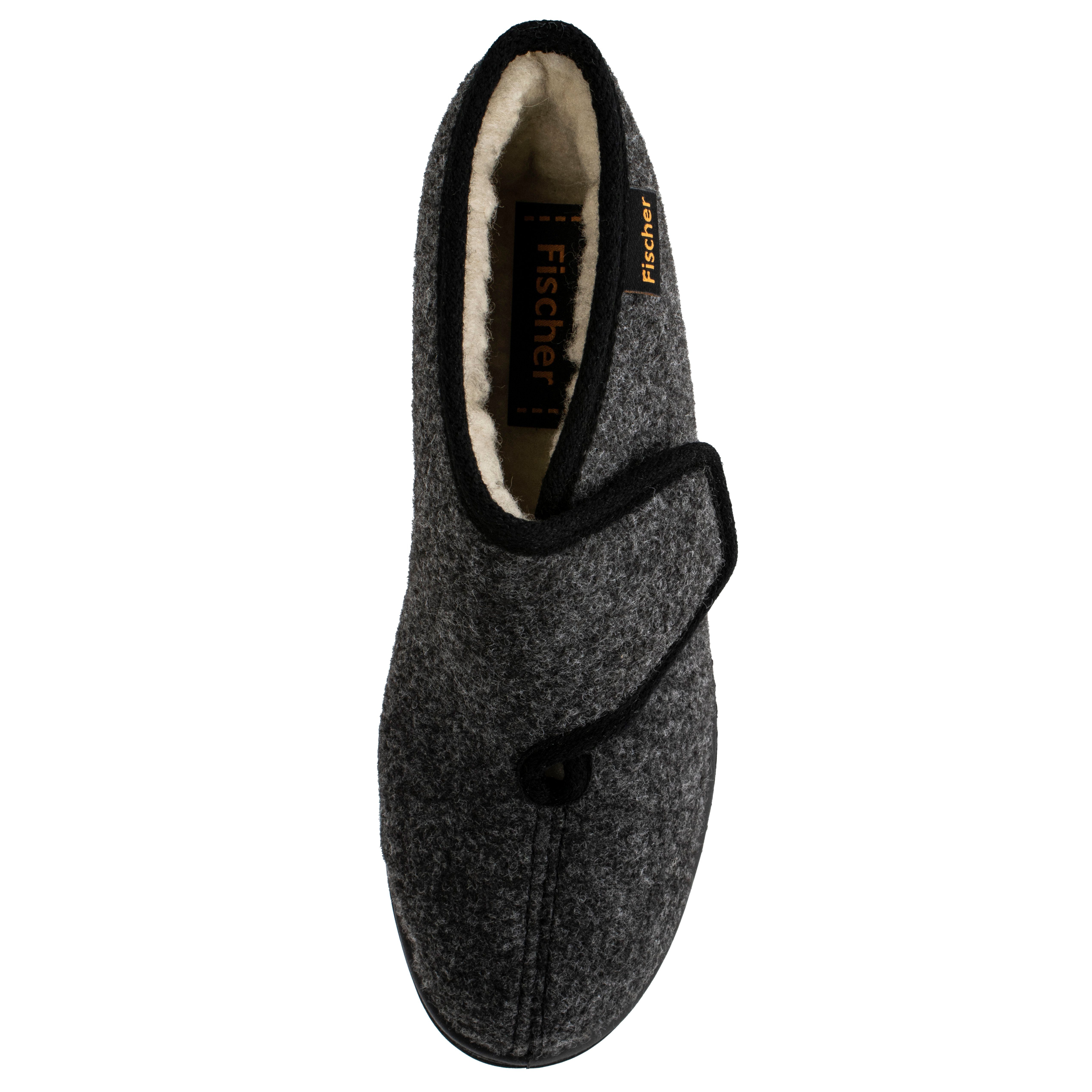 Fischer-Markenschuh Basti Hausschuh mit Klettverschluss, mit Schurwollfutter, Weite H