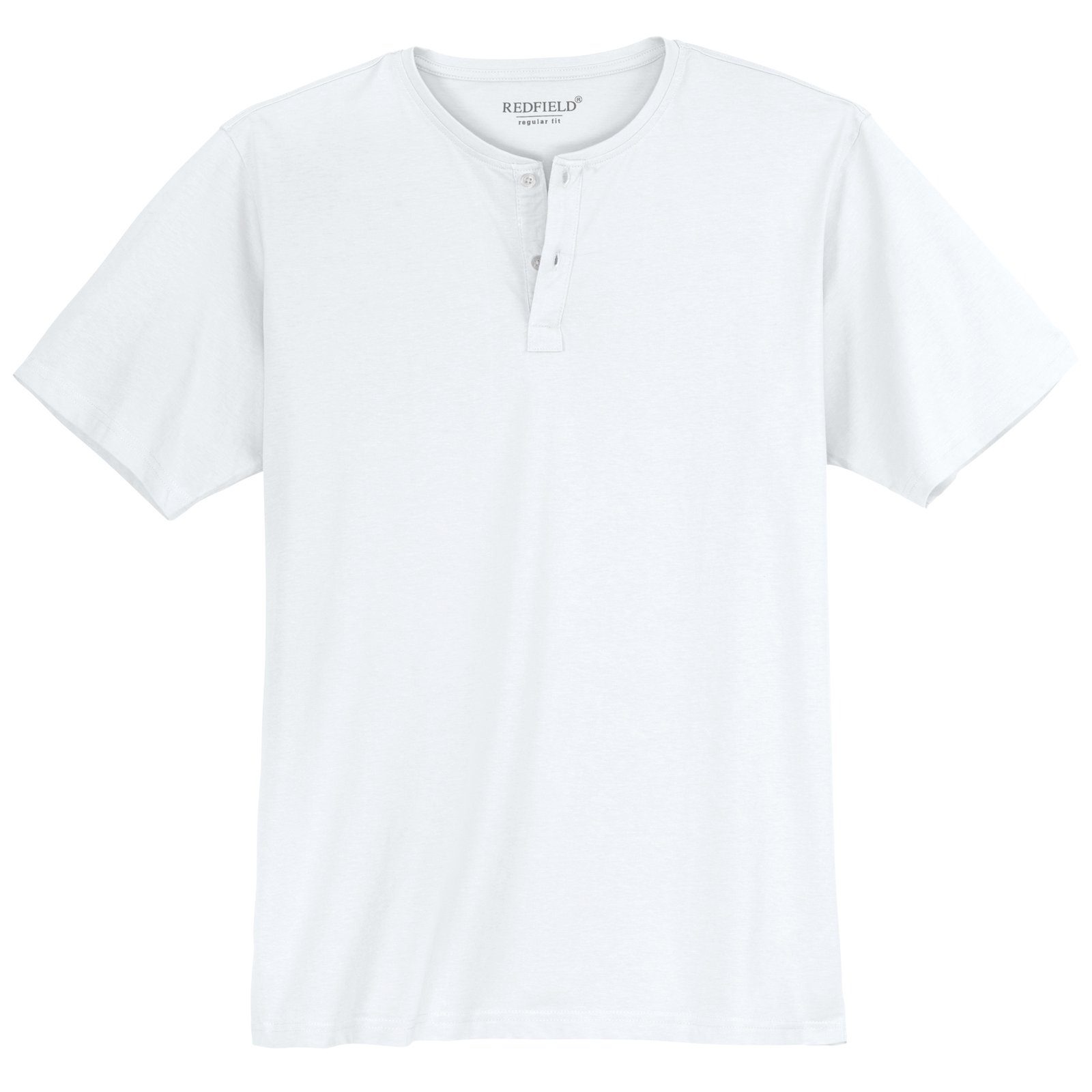 redfield Redfield weiß Knopfleisten Serafino Rundhalsshirt T-Shirt Übergrößen