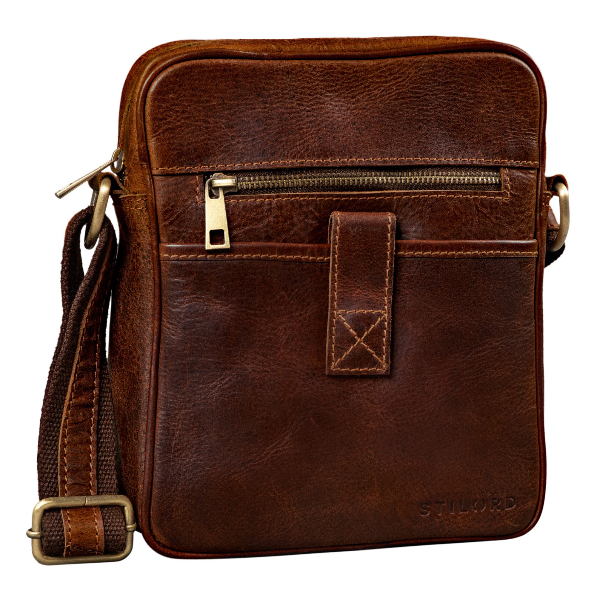 STILORD Schultertasche "Brent" Kleine Messenger Bag Leder