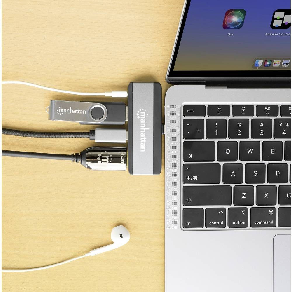MANHATTAN Laptop-Dockingstation USB-C® Dockingstation USB-C 4-in-1 Dockingstation USB C-Stecker auf