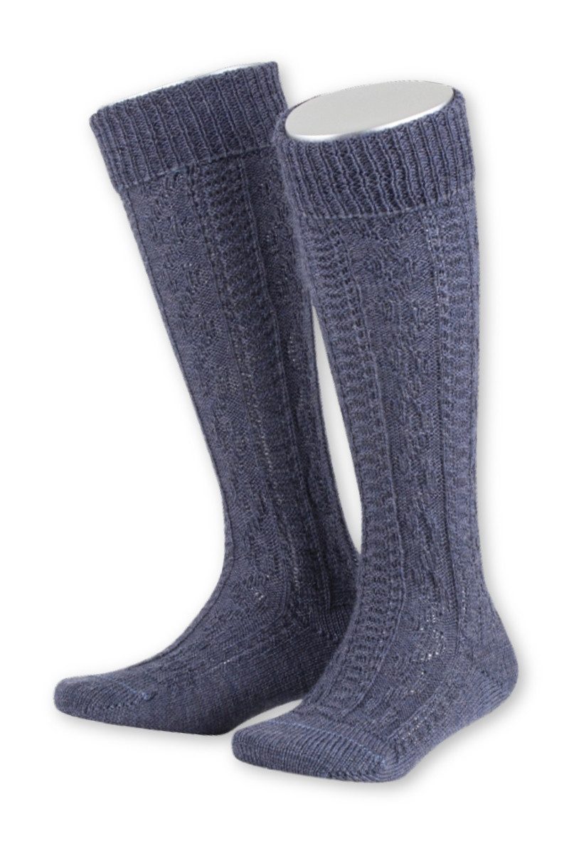 Lusana Trachtensocken Trachten Kinder Kniestrümpfe - L320XL - jeans