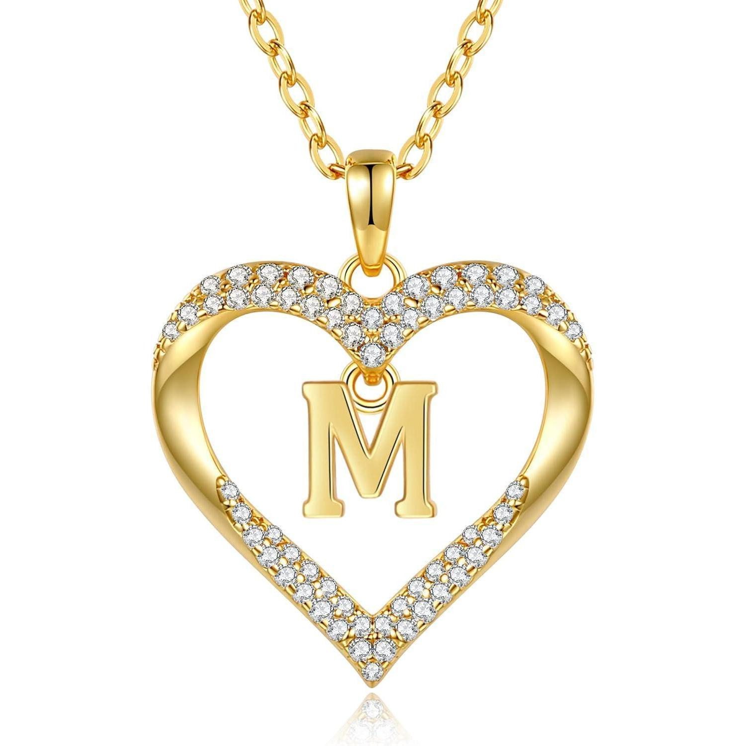 LuxusKollektion Namenskette Halskette Damen 18K Vergoldet Buchstabenkette Personalisiert M