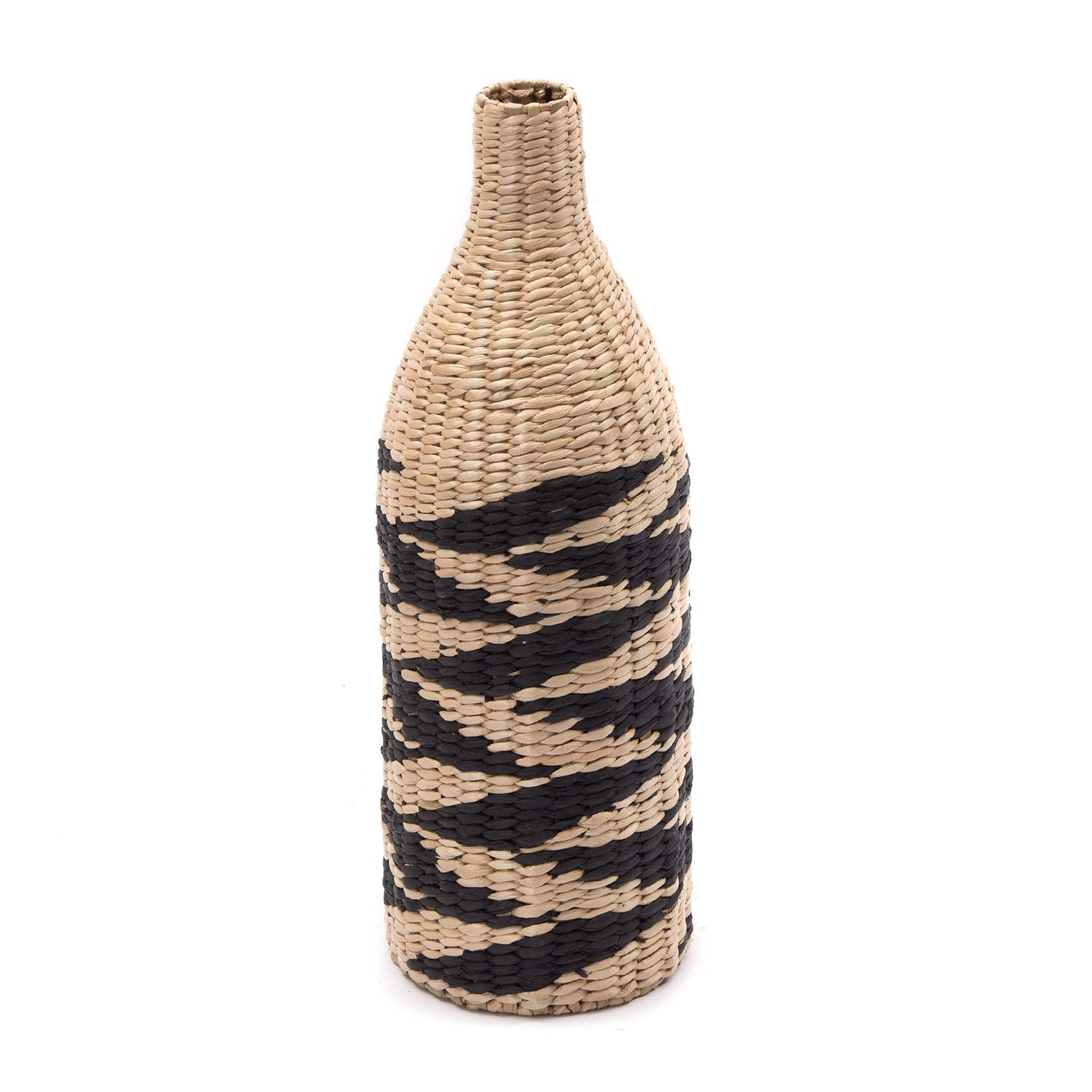 Wasserhyazinthenvase DEKO VASE "RAYA", 60 cm, natur, schwarz, Stroh Vase, Bodenvase