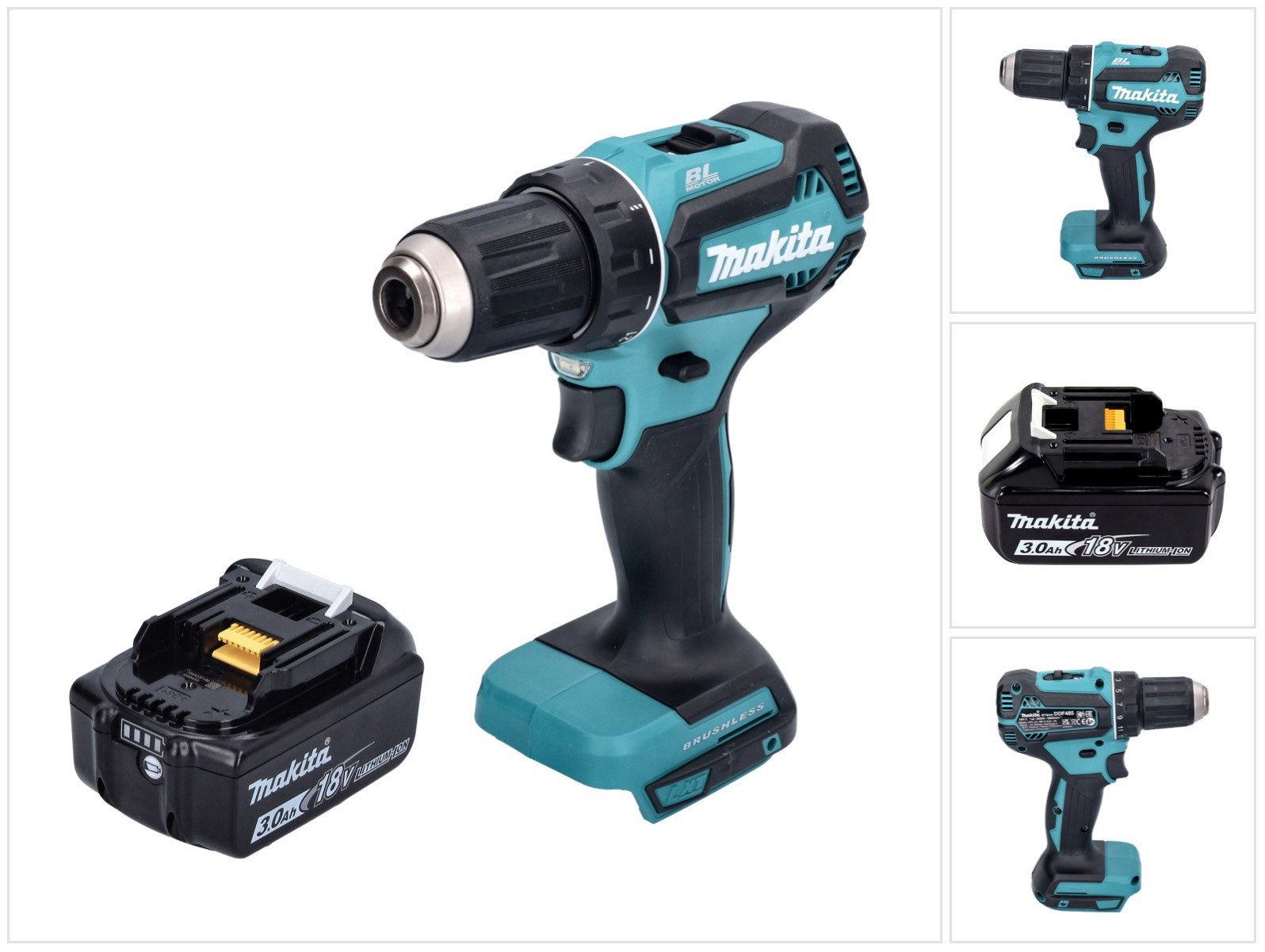 Makita Akku-Schrauber DDF 485 F1 Akku Bohrschrauber 18 V 50 Nm Brushless + 1x Akku 3,0 Ah