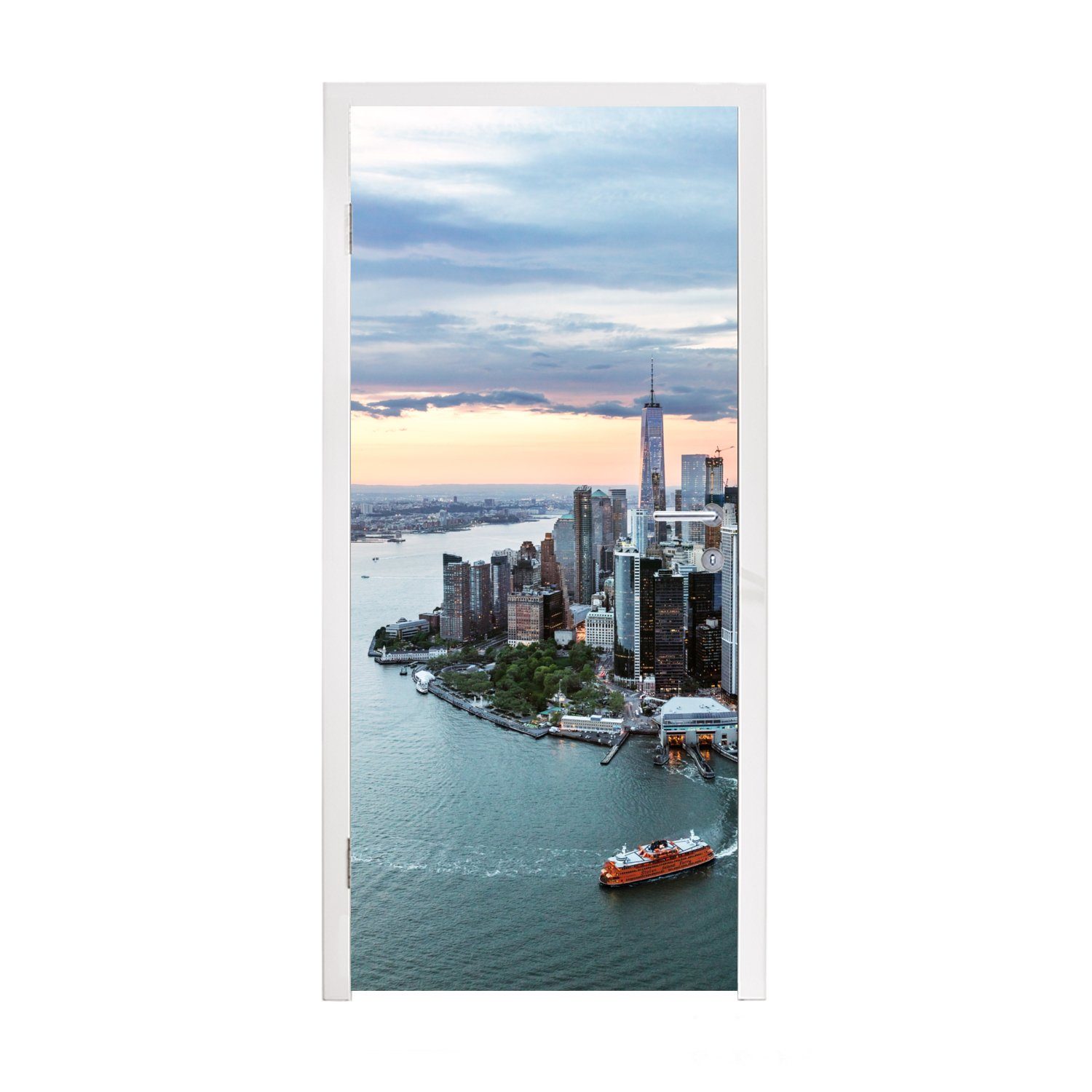 MuchoWow Türtapete Luftaufnahme von New York, Matt, bedruckt, (1 St), Fototapete für Tür, Türaufkleber, 75x205 cm