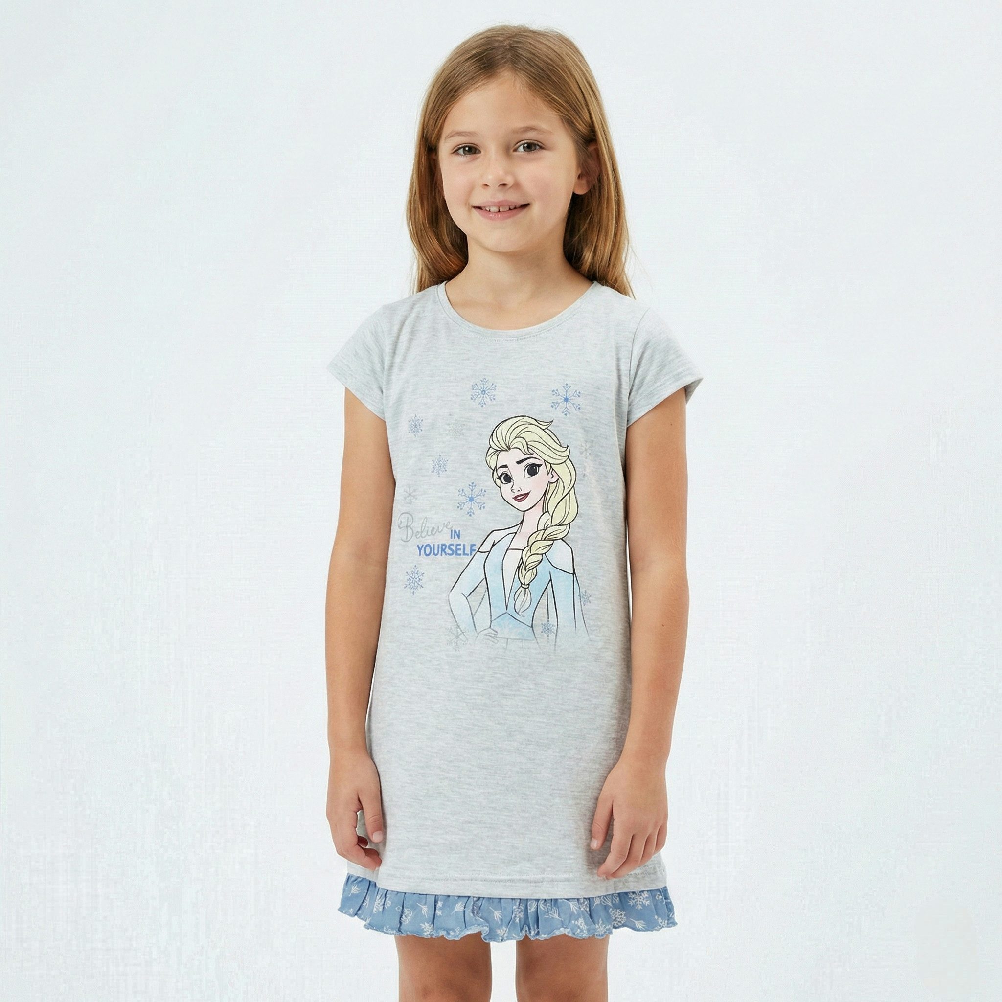 Disney Pyjamaoberteil Disney Die EIskönigin Elsa kurzarm Schlafshirt Nachthemd Schlafkleid Gr. 98 bis 128