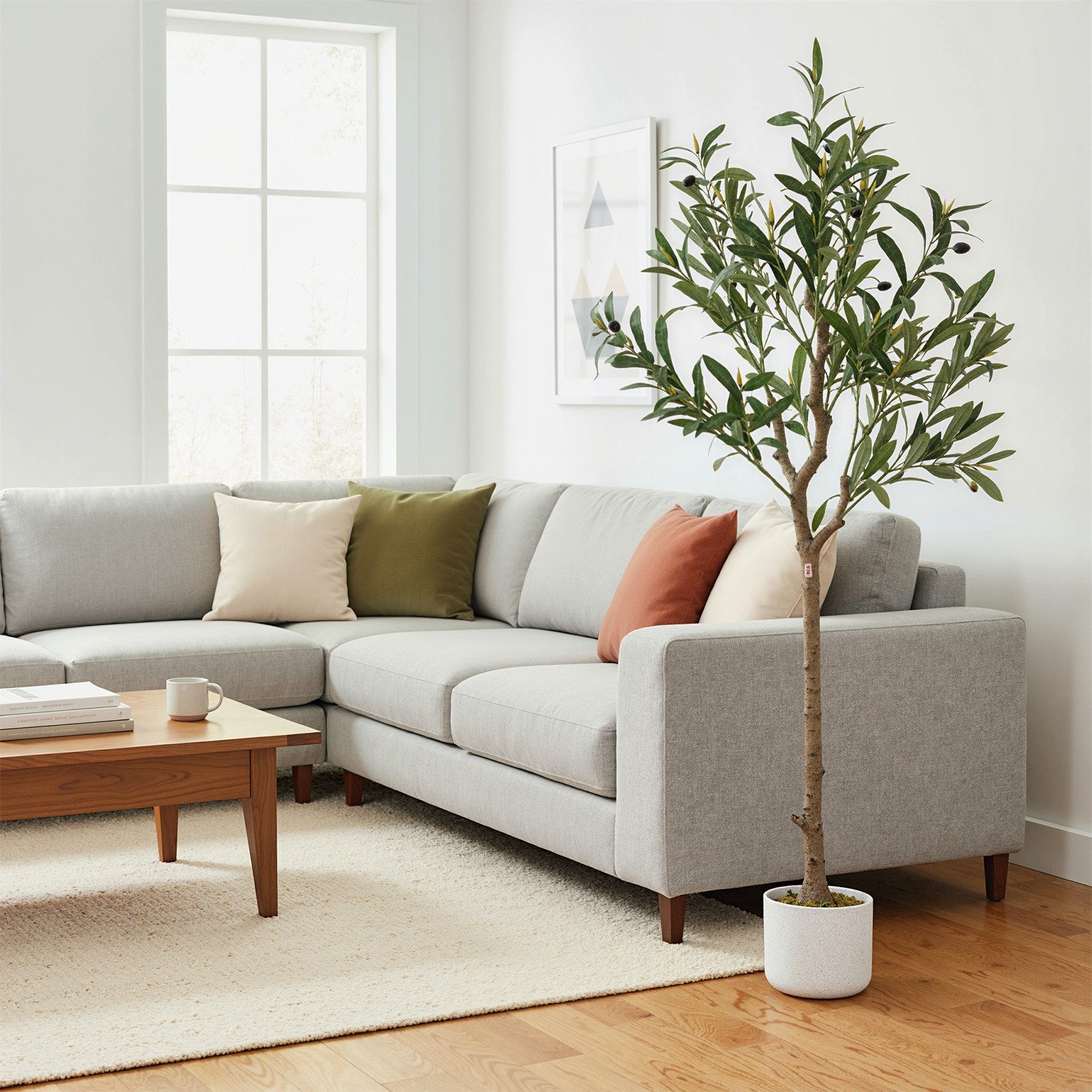 Kunstbaum Künstlicher Olivenbaum im Topf 60cm/120cm/135cm große Olivenbaum, GarveeMore, Höhe 120 cm, Kunstpflanze Deko für Wohnzimmer & Garten – Bild 4 von 5