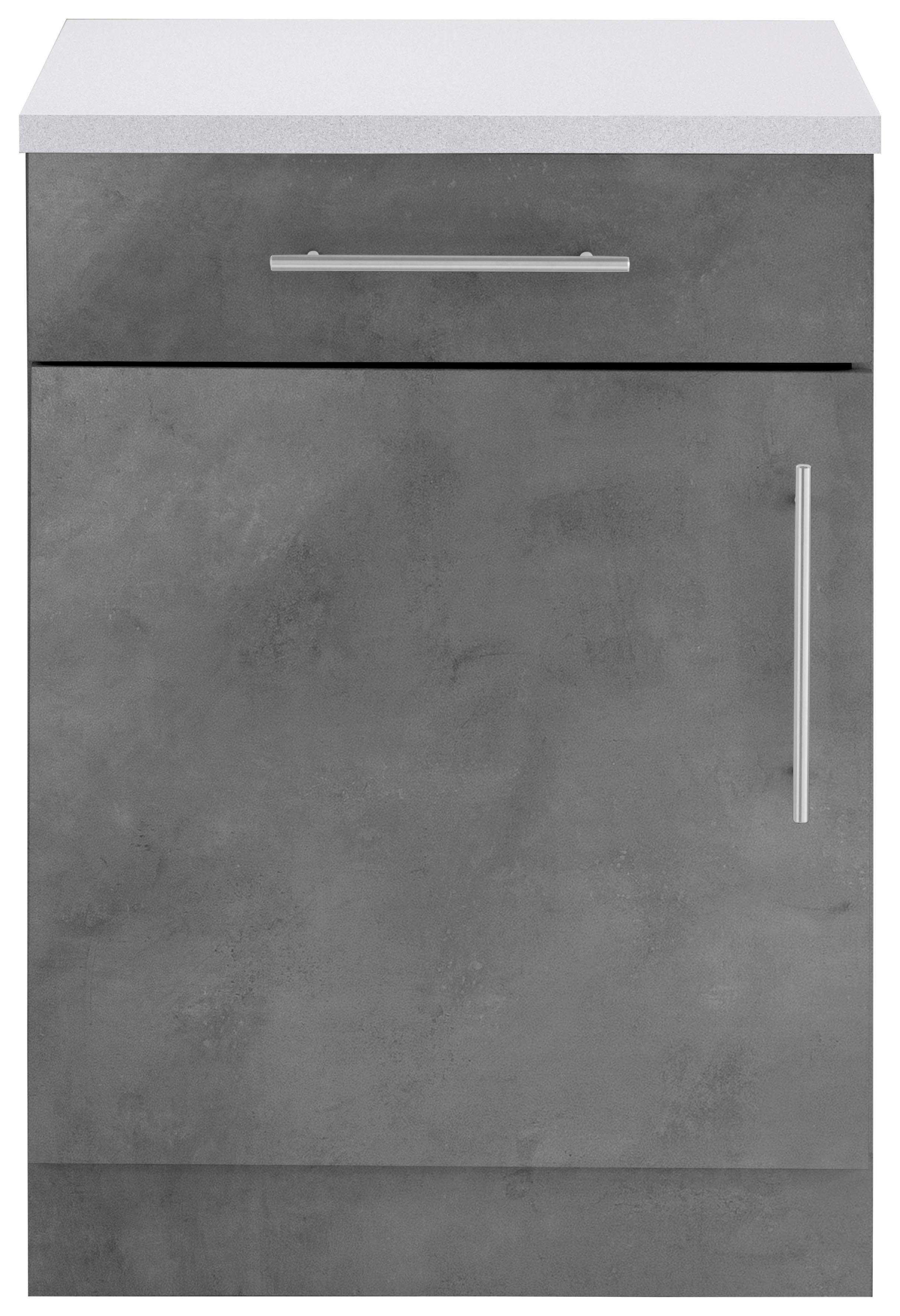wiho Küchen Unterschrank Korpus: Arbeitsplatte: cm Cali | breit Playa betonfarben, Front und Grau 60 Betonfarben