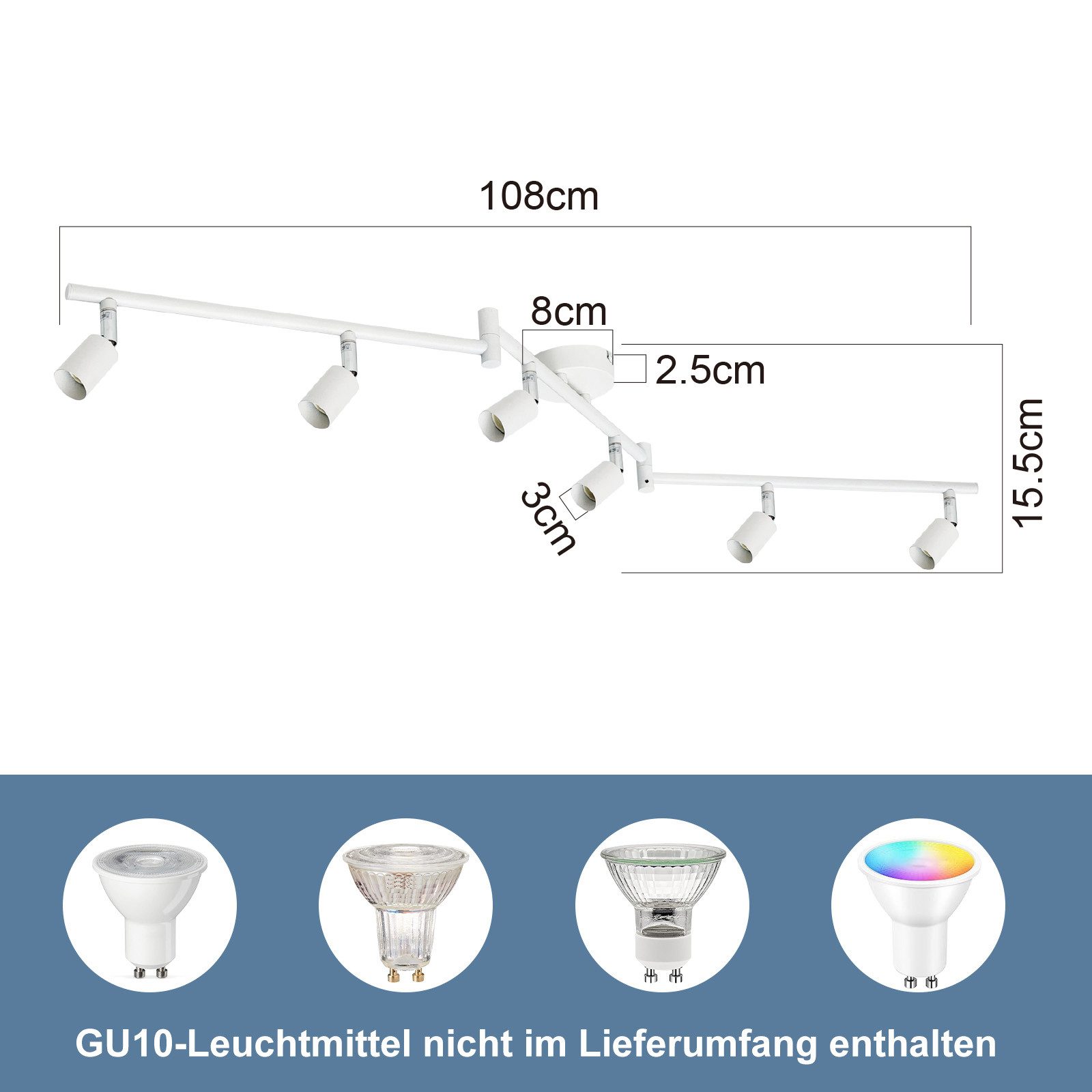 ZMH Deckenstrahler Schwenbar 330° Weiß Modern günstig online kaufen