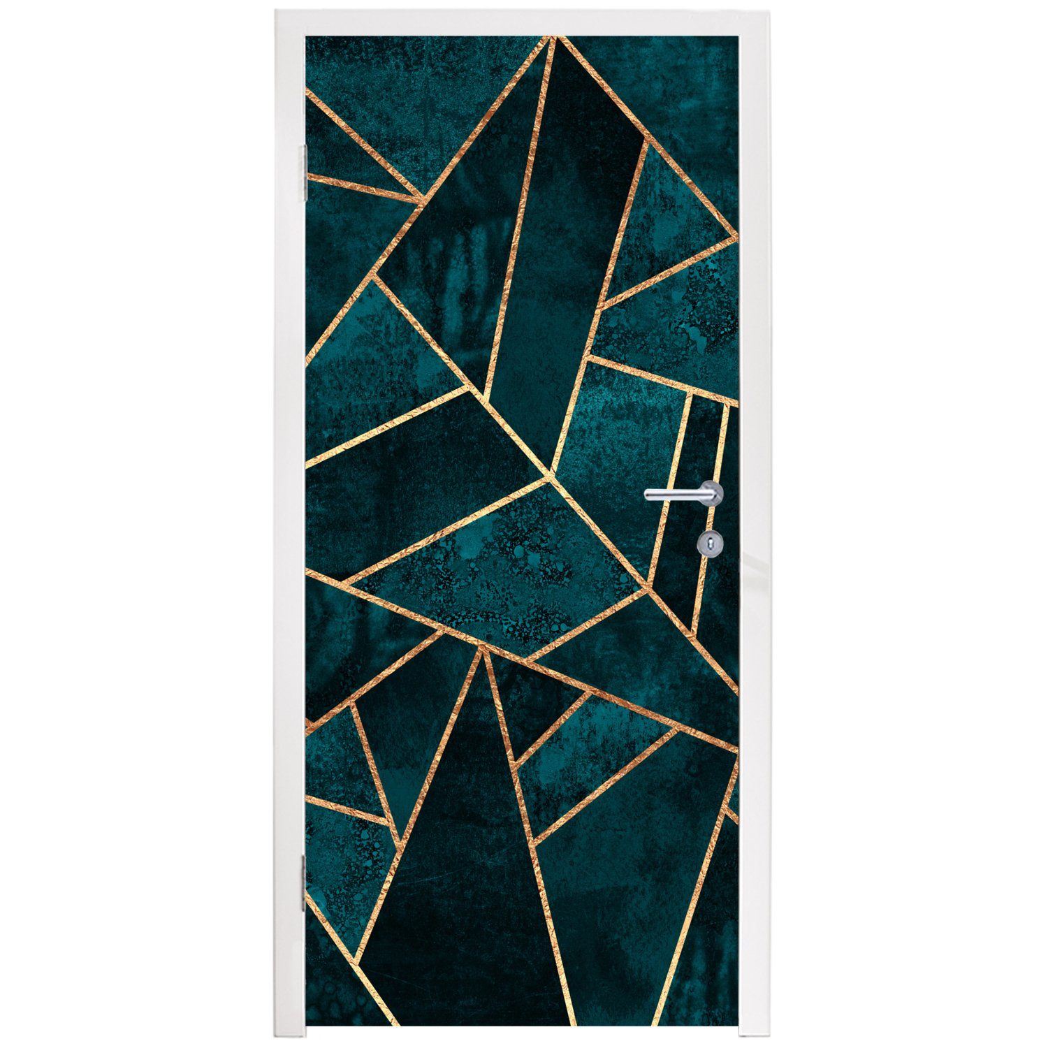 Fototapete Tür, Abstrakt, - - - für Steine Gold St), Türtapete cm - Muster Türaufkleber, Matt, 75x205 bedruckt, MuchoWow (1 Luxus
