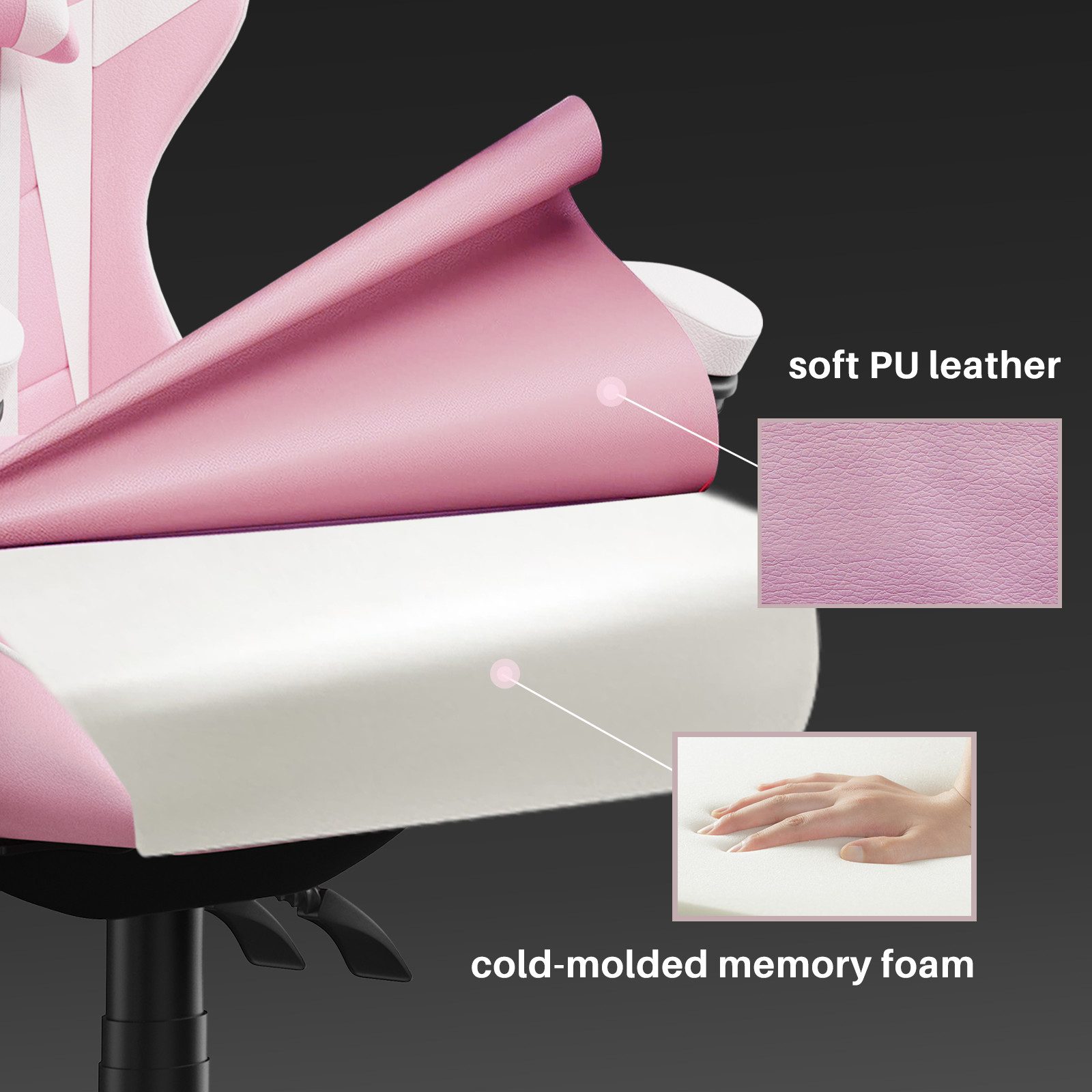 Gywowken Gaming-Stuhl Gaming Stuhl Ergonomisch - Gamer Stühle mit Lendenkissen, Gaming Chair Höhenverstellbar - 90-135° Rückenlehne