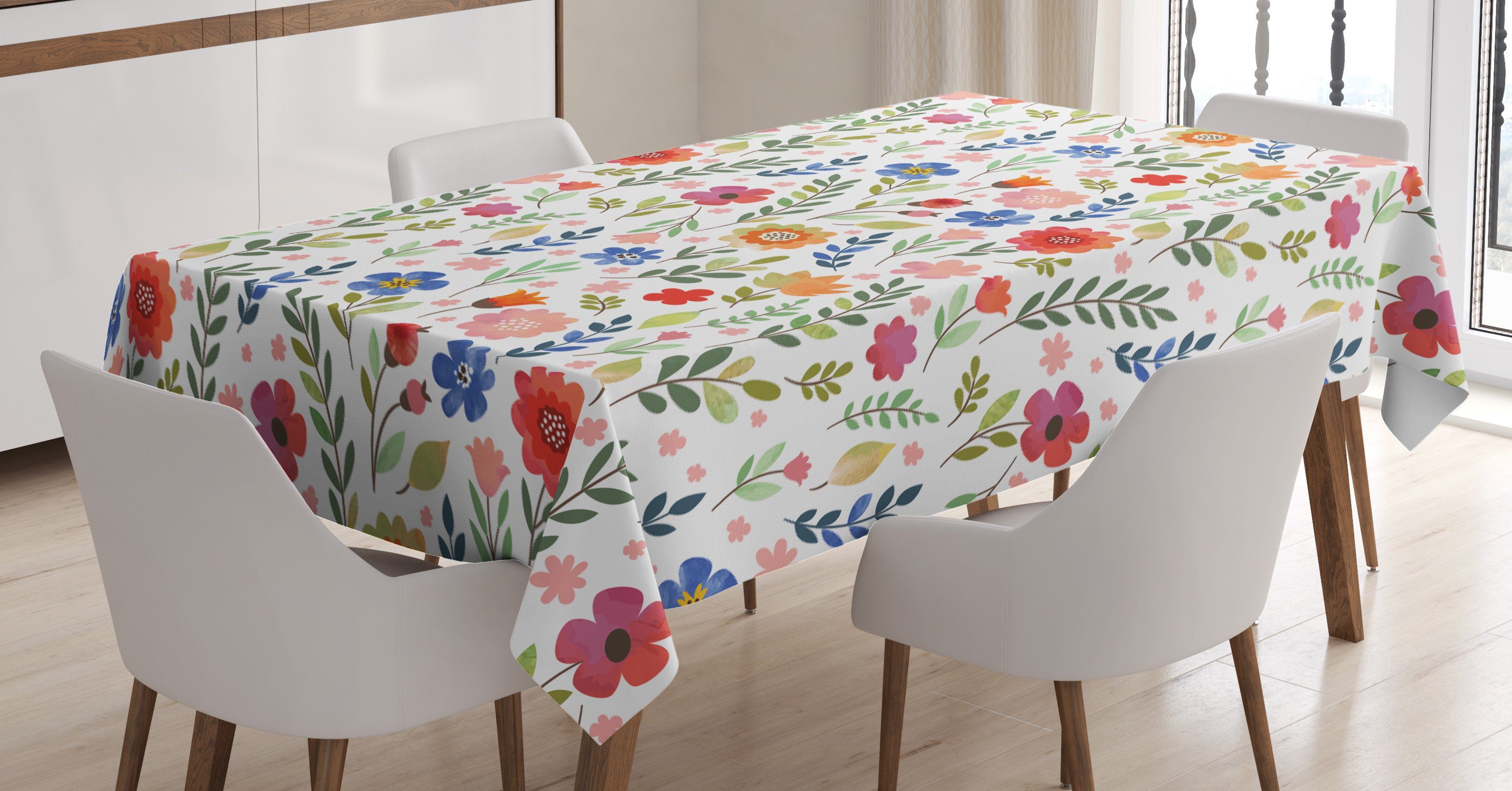 Abakuhaus Tischdecke Farbfest Waschbar Für den Außen Bereich geeignet Klare Farben, Blumen Weiche farbige Floret