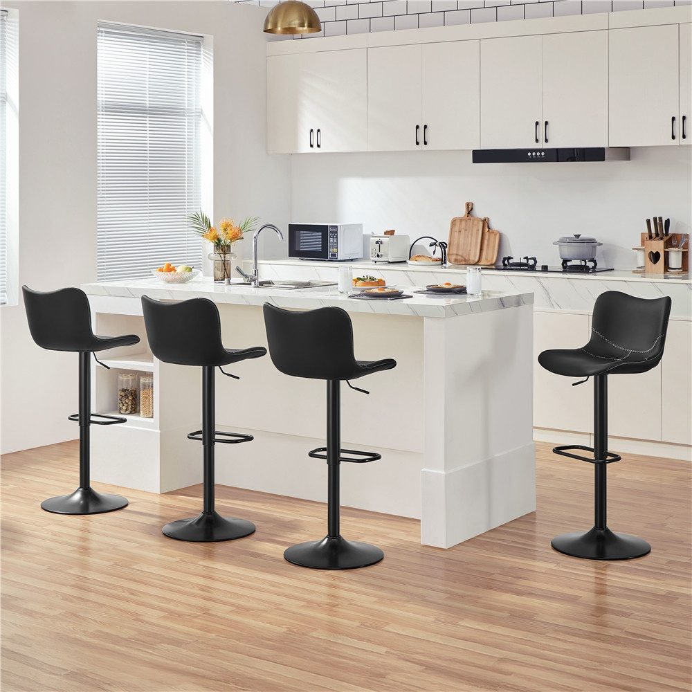 Yaheetech Barhocker Moderner Höhenverstellbarer Barstuhl (2 St), 2er-Set Armloser Drehstuhl mit Rückenlehne und Fußstütze