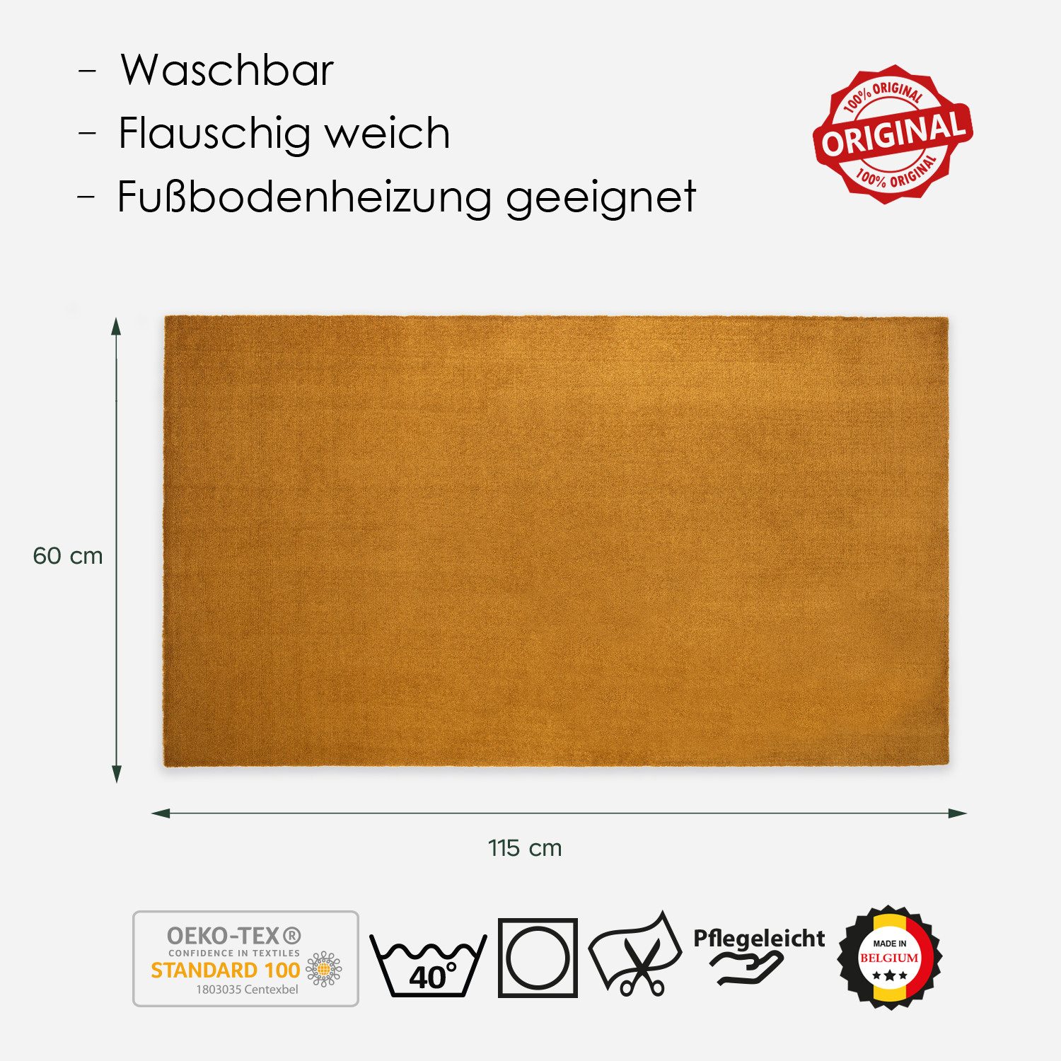 DomDeco Teppich Waschbarer Teppich FEEL Gold, 60 x 115 cm