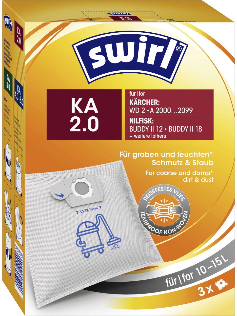 Staubsaugerbeutel Swirl KA 2.0 Staubbeutel für Nass-Trockensauger