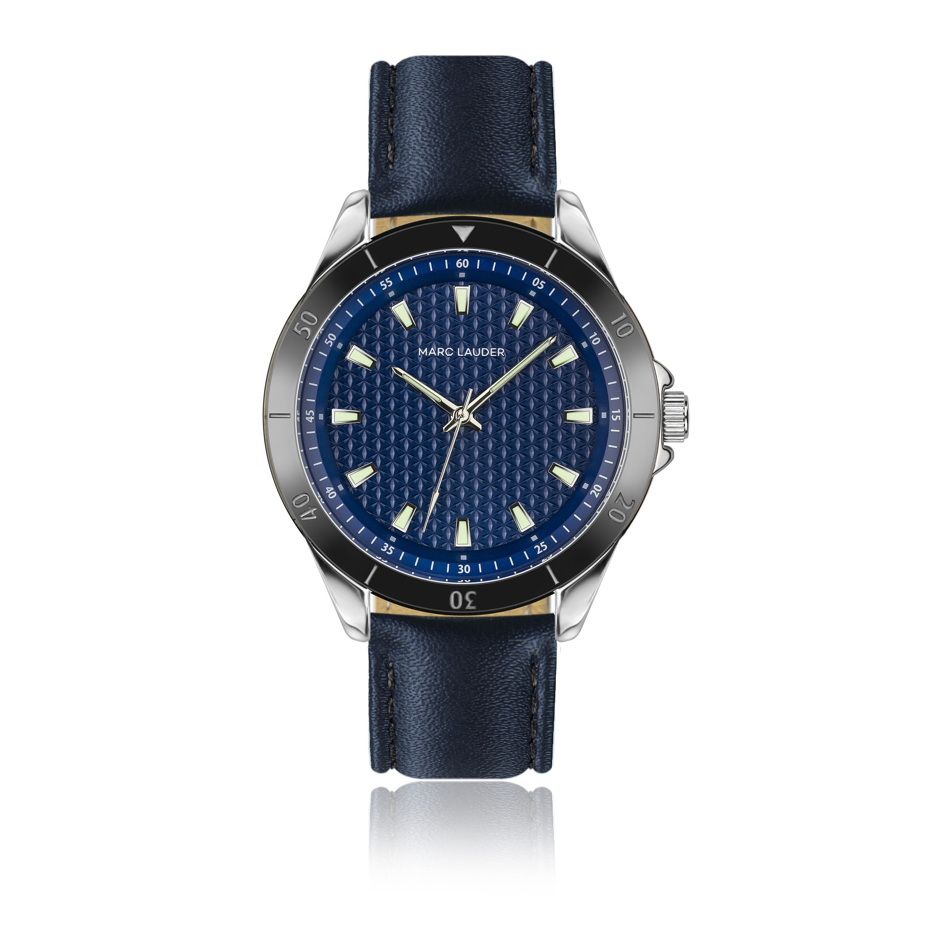 MARC LAUDER Quarzuhr MD4-S130S Valletta Blue Genuine calf leather