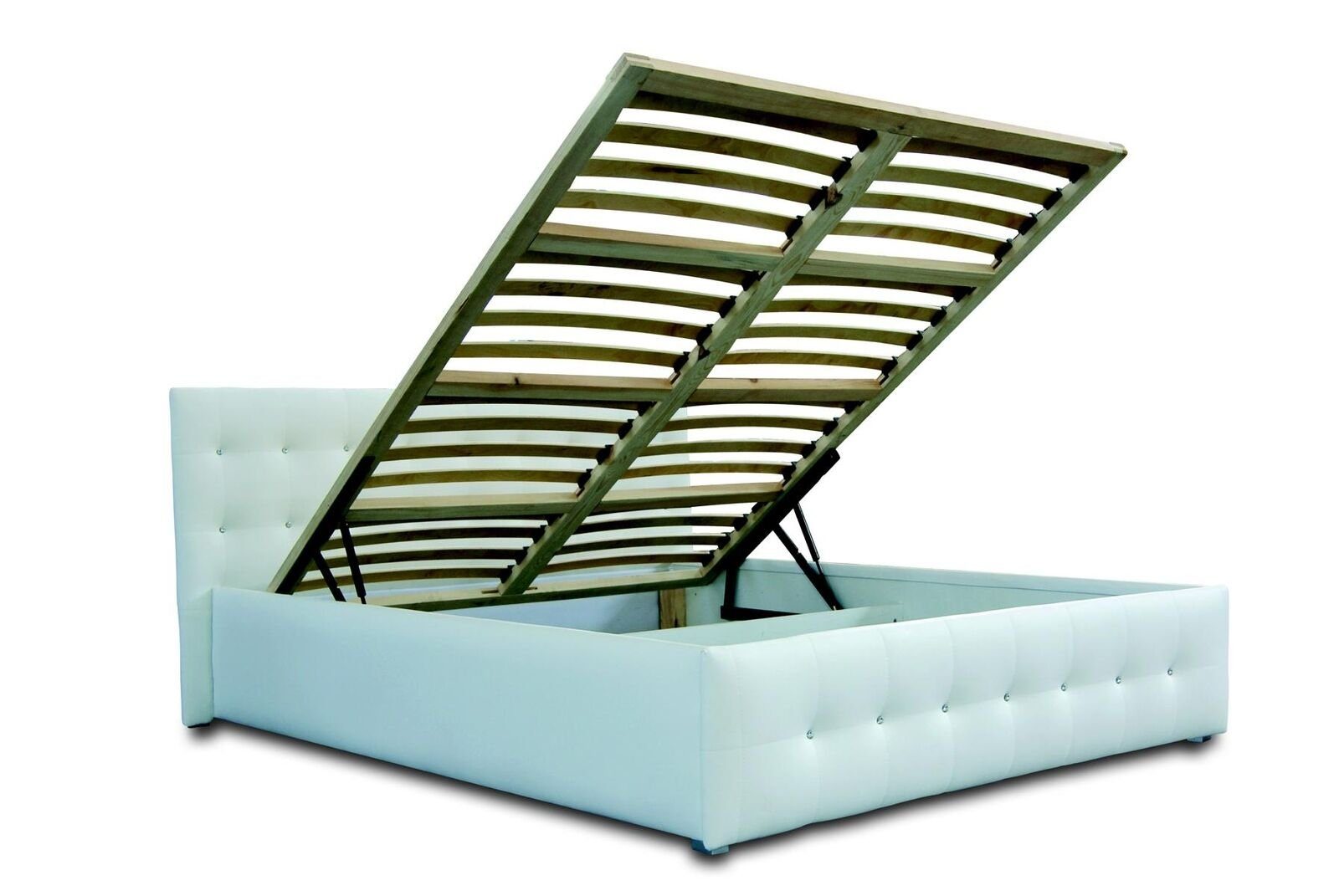 Betten Weiß Design Bett, Doppel Polster Luxus JVmoebel Bett 160x200cm
