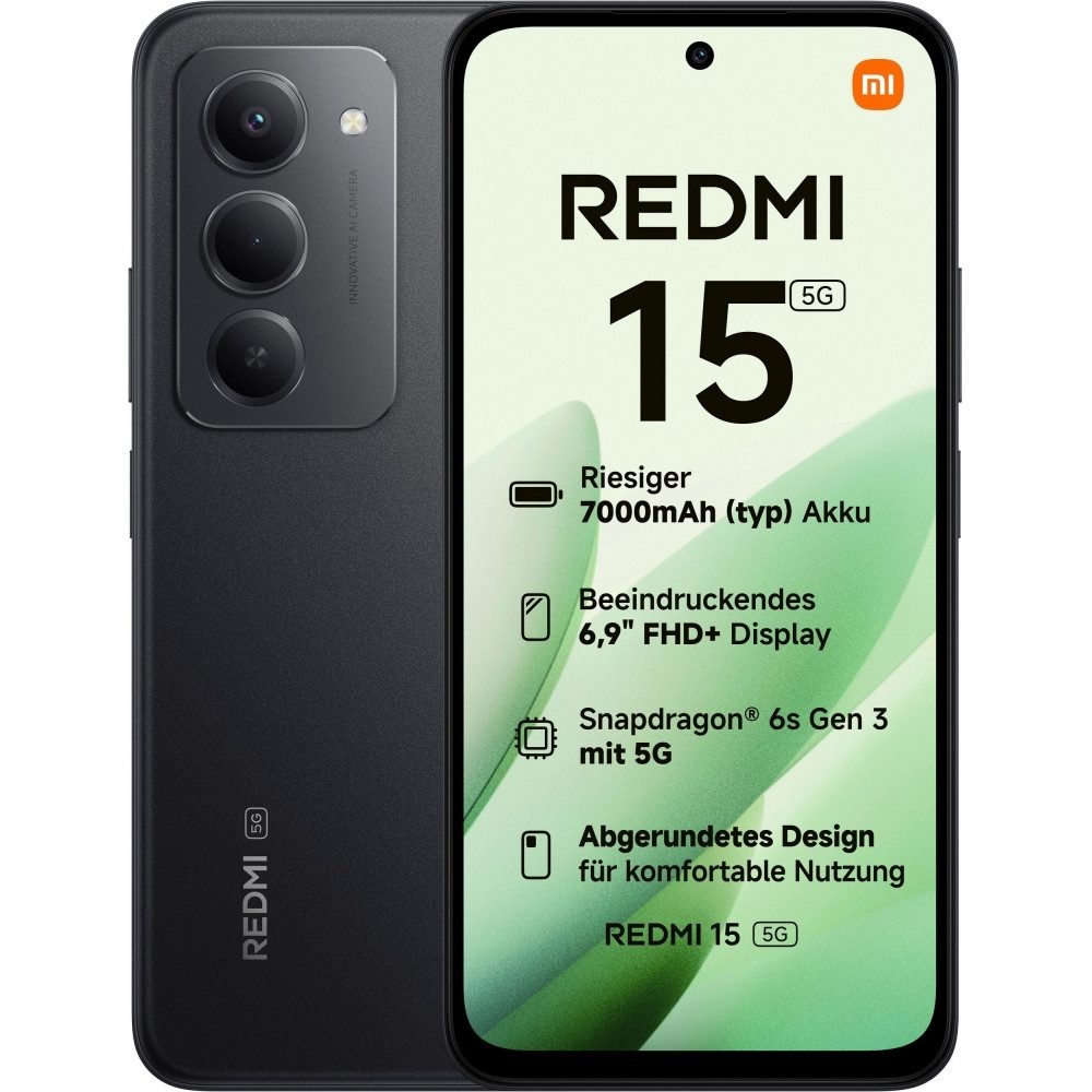 Xiaomi Redmi 15 5G 128 GB / 4 GB - Smartphone - midnight black Smartphone (6,9 Zoll, 128 GB Speicherplatz)