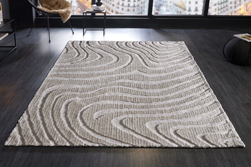 riess-ambiente Teppich WAVE 240x170cm grau, rechteckig, Höhe: 10 mm, Wohnzimmer · Webstoff · 3D-Effekt · Schlafzimmer · Modern Design