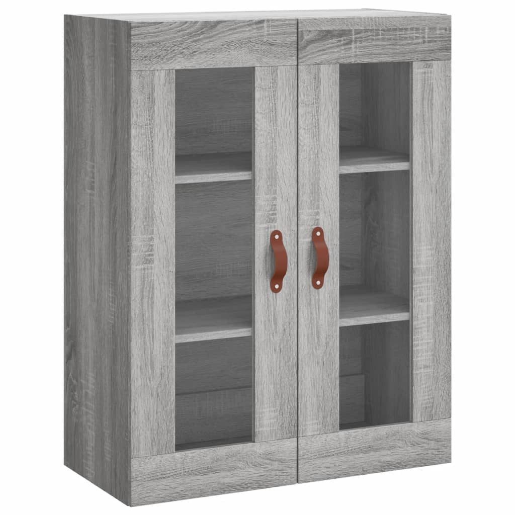 vidaXL Vitrine NA Wandschrank Grau Sonoma 69,5x34x90 cm Glas Vitrine Hängeschrank