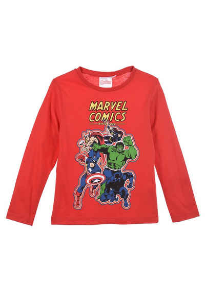 The AVENGERS Langarmshirt Jungen Longsleeve Langarm-T-Shirt Captain America, Hulk, Thor Black Panther und Black Widow