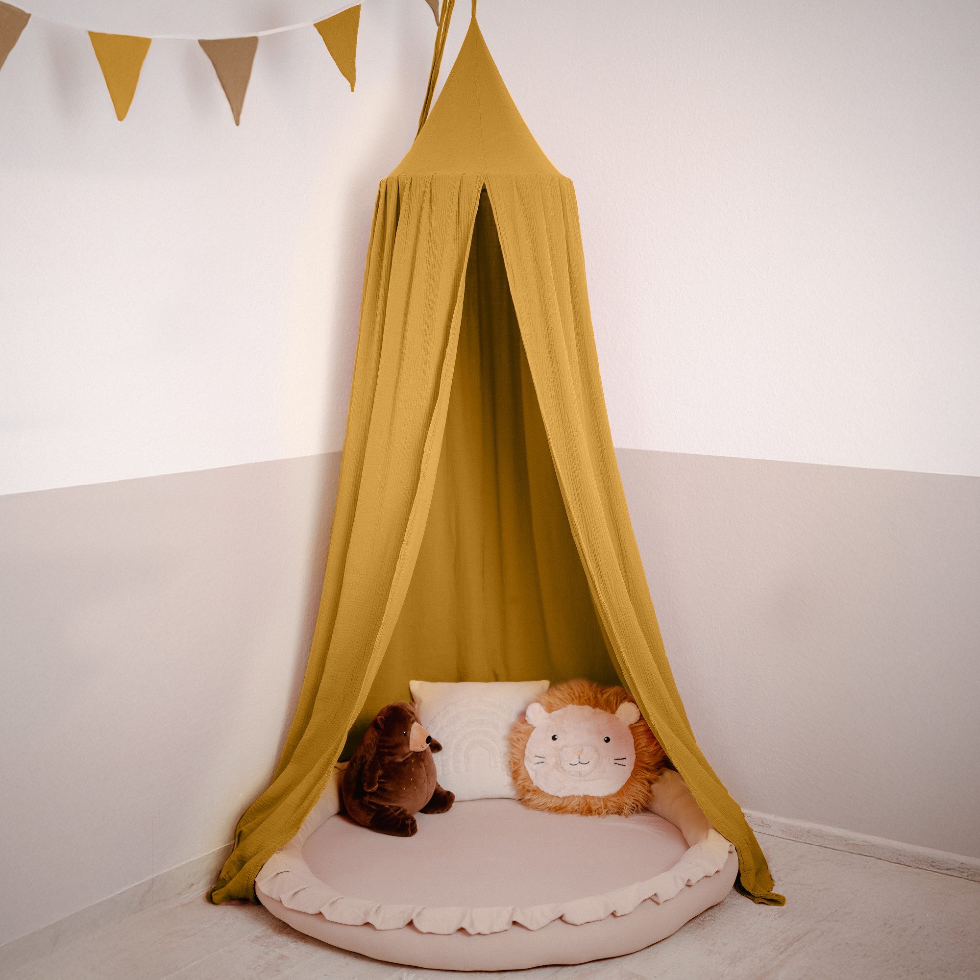lilimaus Betthimmel Baldachin für Kinderzimmer aus 100% Musselin - handgenäht (1-tlg), Rückzugsort für Bett, Kuschelecke & Leseplatz - weicher Musselin