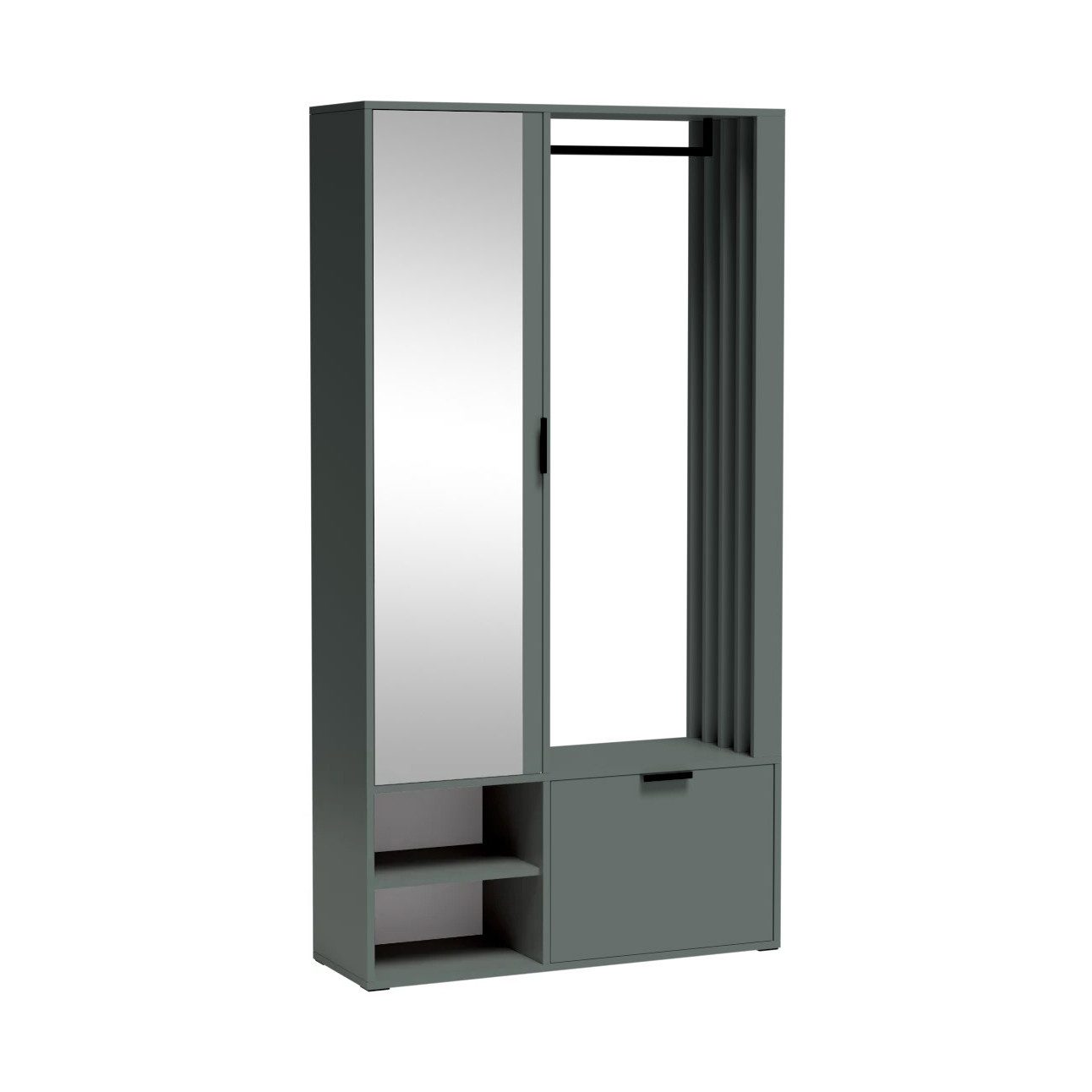 Beautysofa Garderobenschrank LIMO PLUS mit Spiegel – mit oder ohne Sitzpolster – 3 Farben Universell montierbar (links oder rechts)