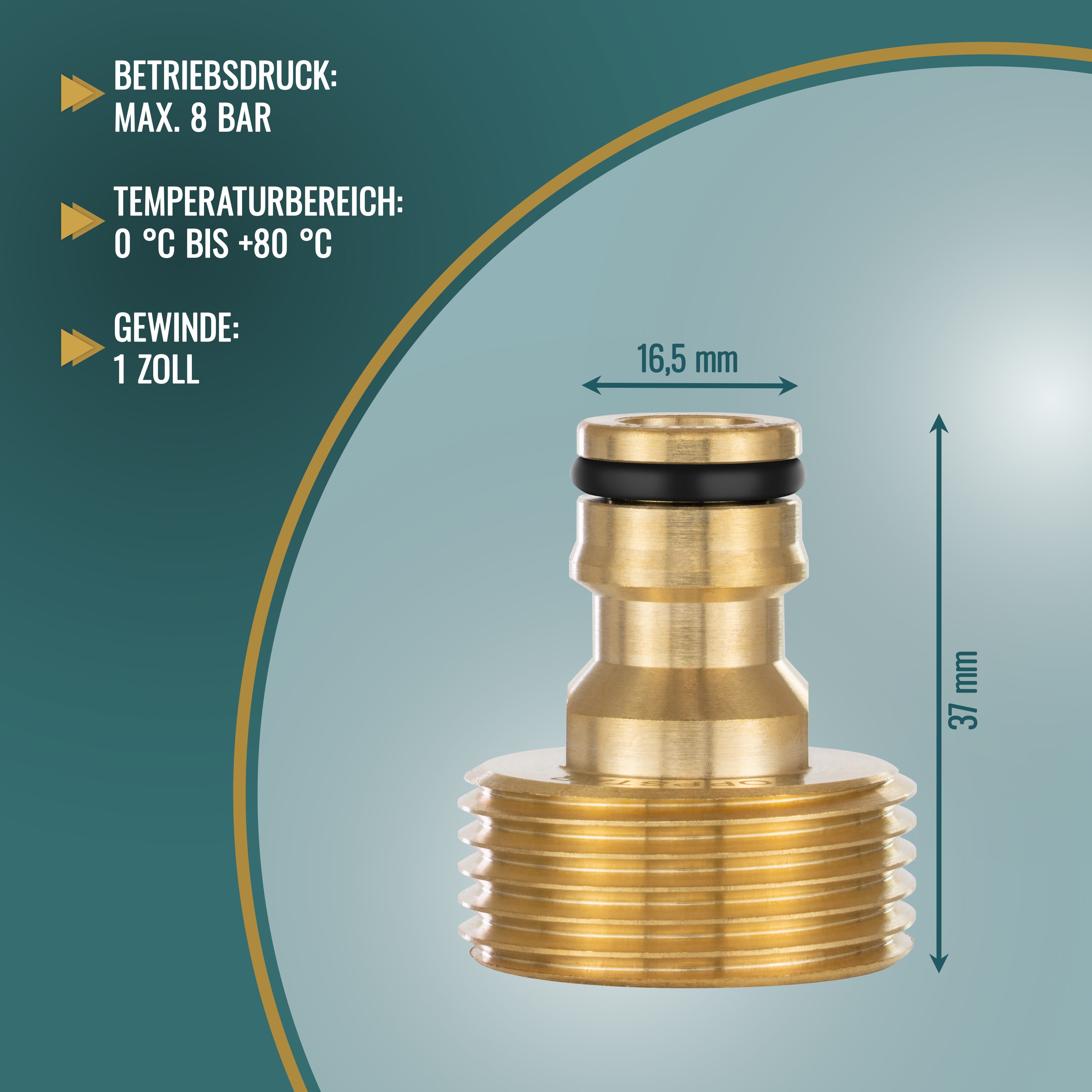 Thumbnail - Poppstar Anschlussstück Wasserhahn-Schlauchadapter mit Außengewinde und Steckkupplung, (2-tlg., für Gartenschlauch)